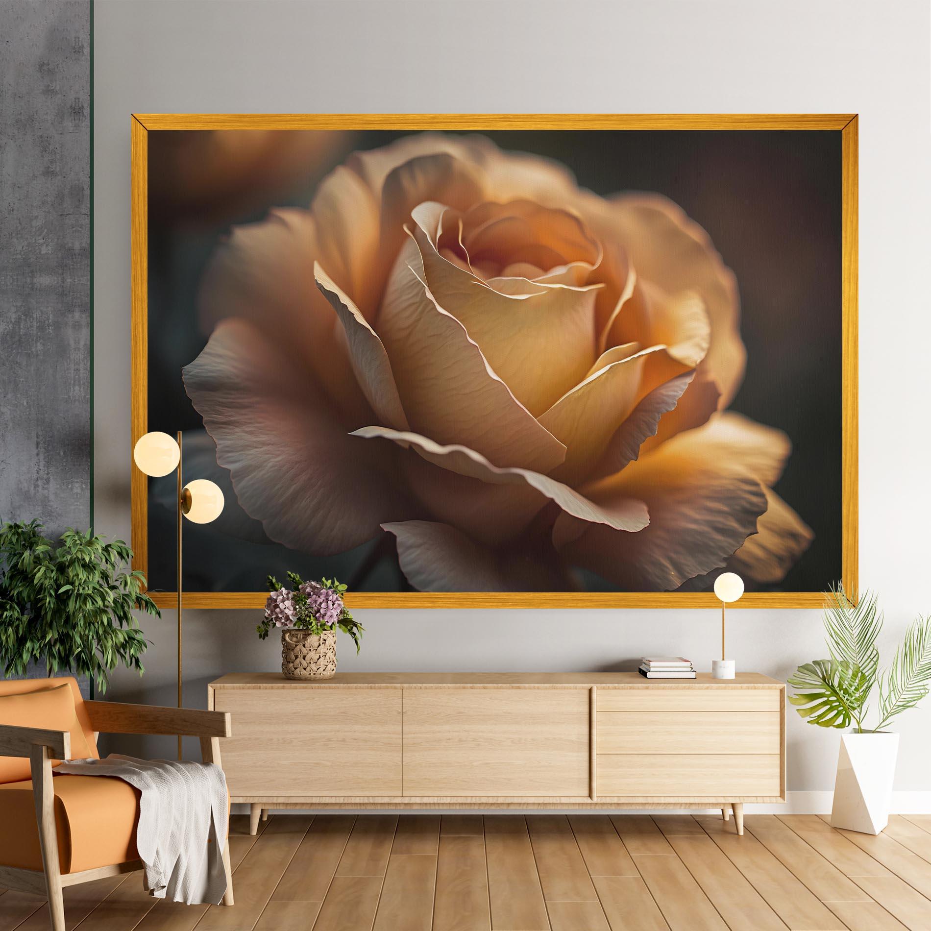 Tablou Canvas Light Orange Rose Close Up mockup 9