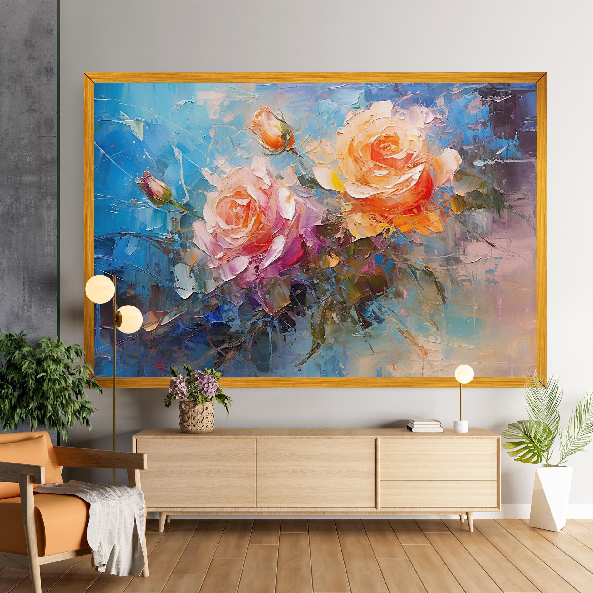 Tablou Canvas Light Orange Rose Painting mockup 9