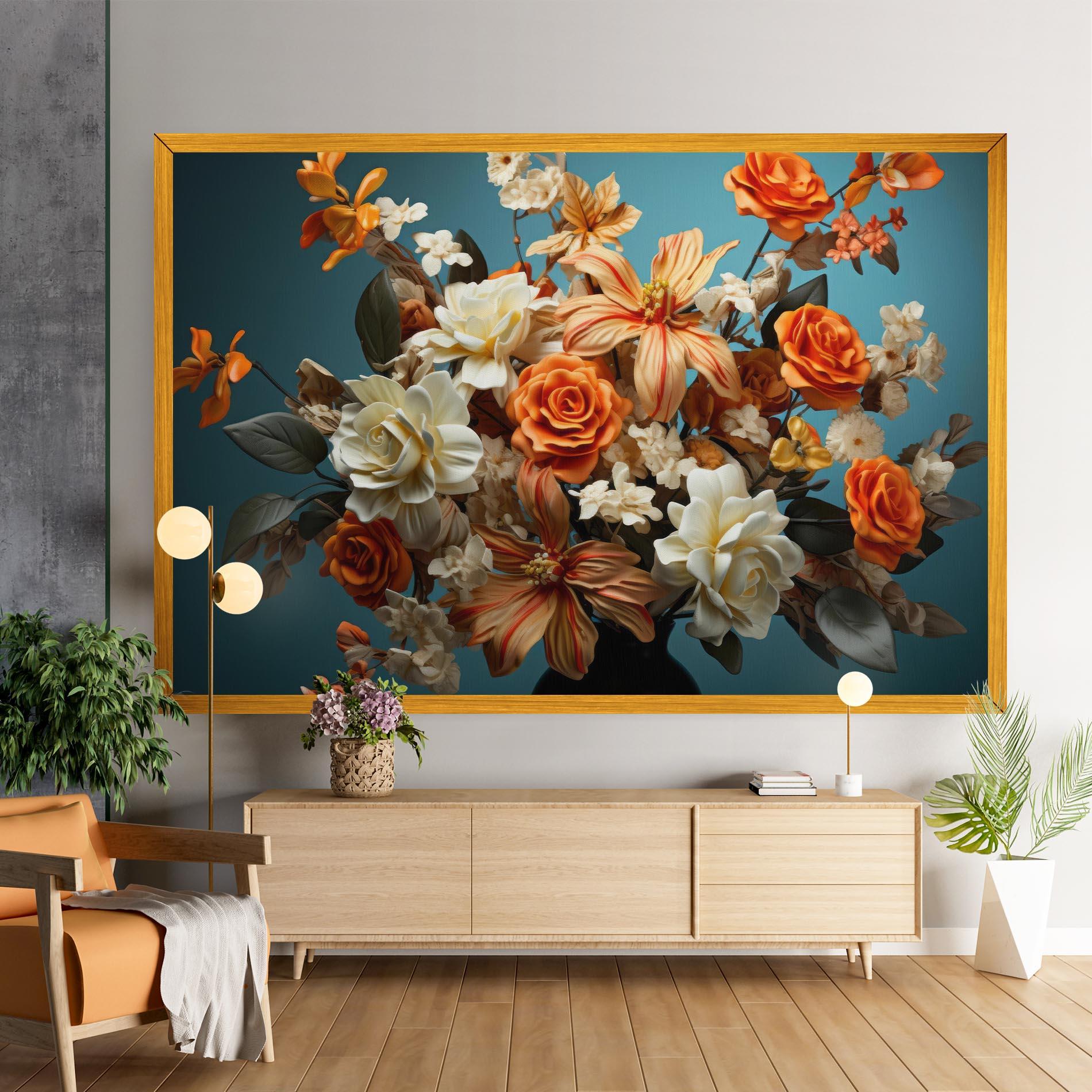 Tablou Canvas Orange Cream Rose mockup 9