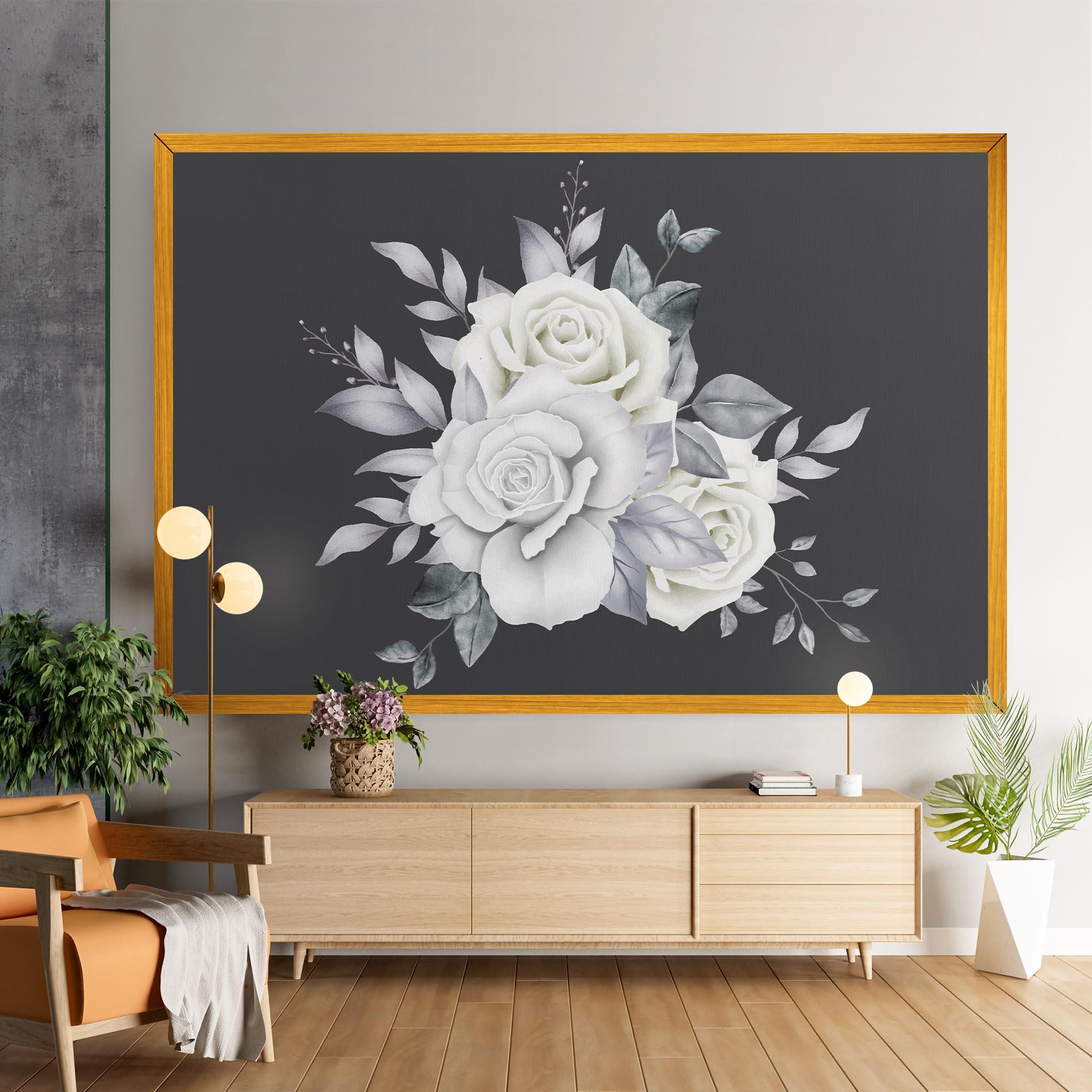 Tablou Canvas White Grey Rose mockup 9