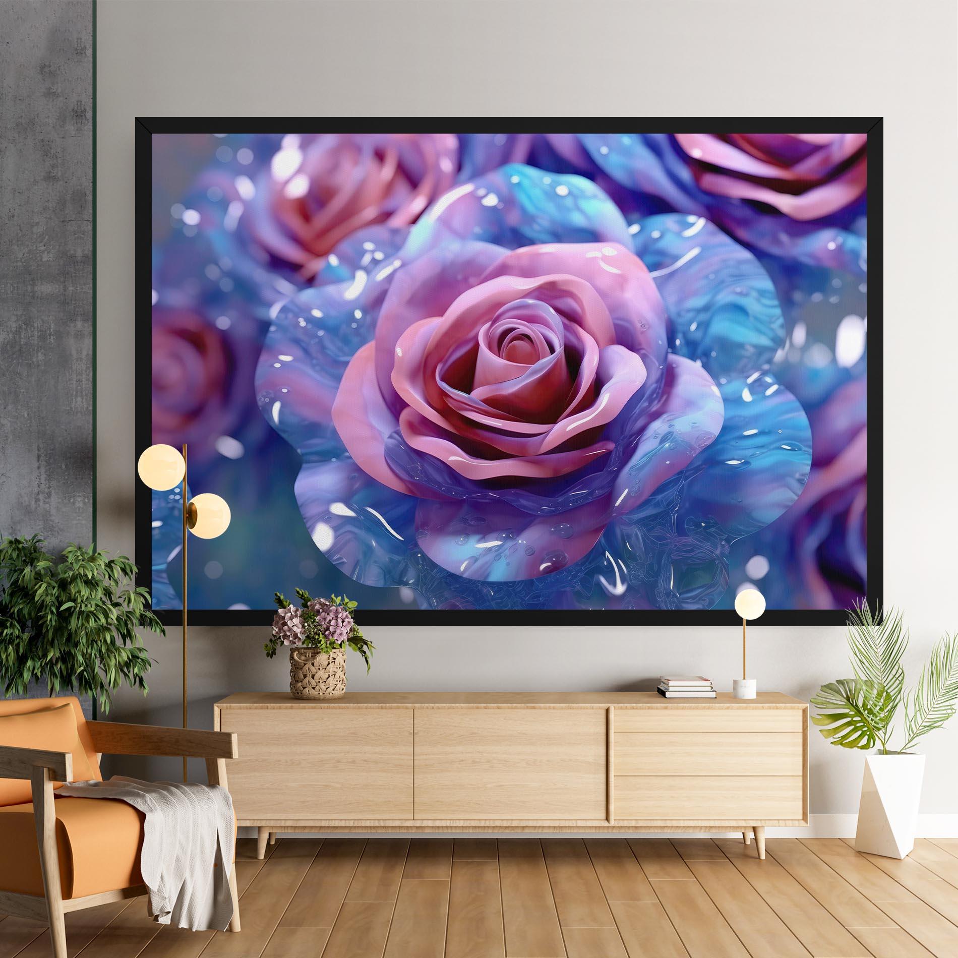 Tablou Canvas Beautiful Blue Pink Rose mockup 9