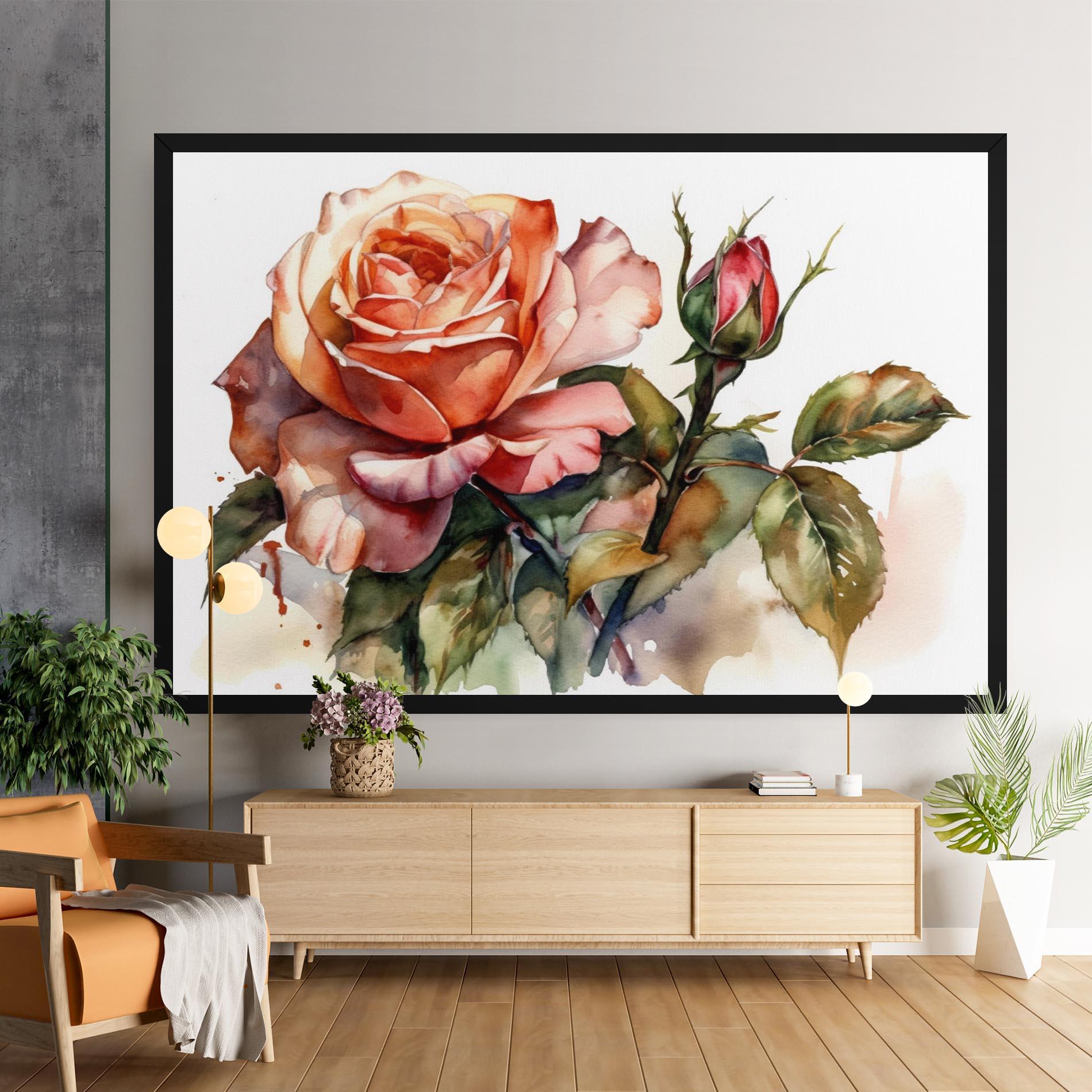 Tablou Canvas Big Rose Painted mockup 9