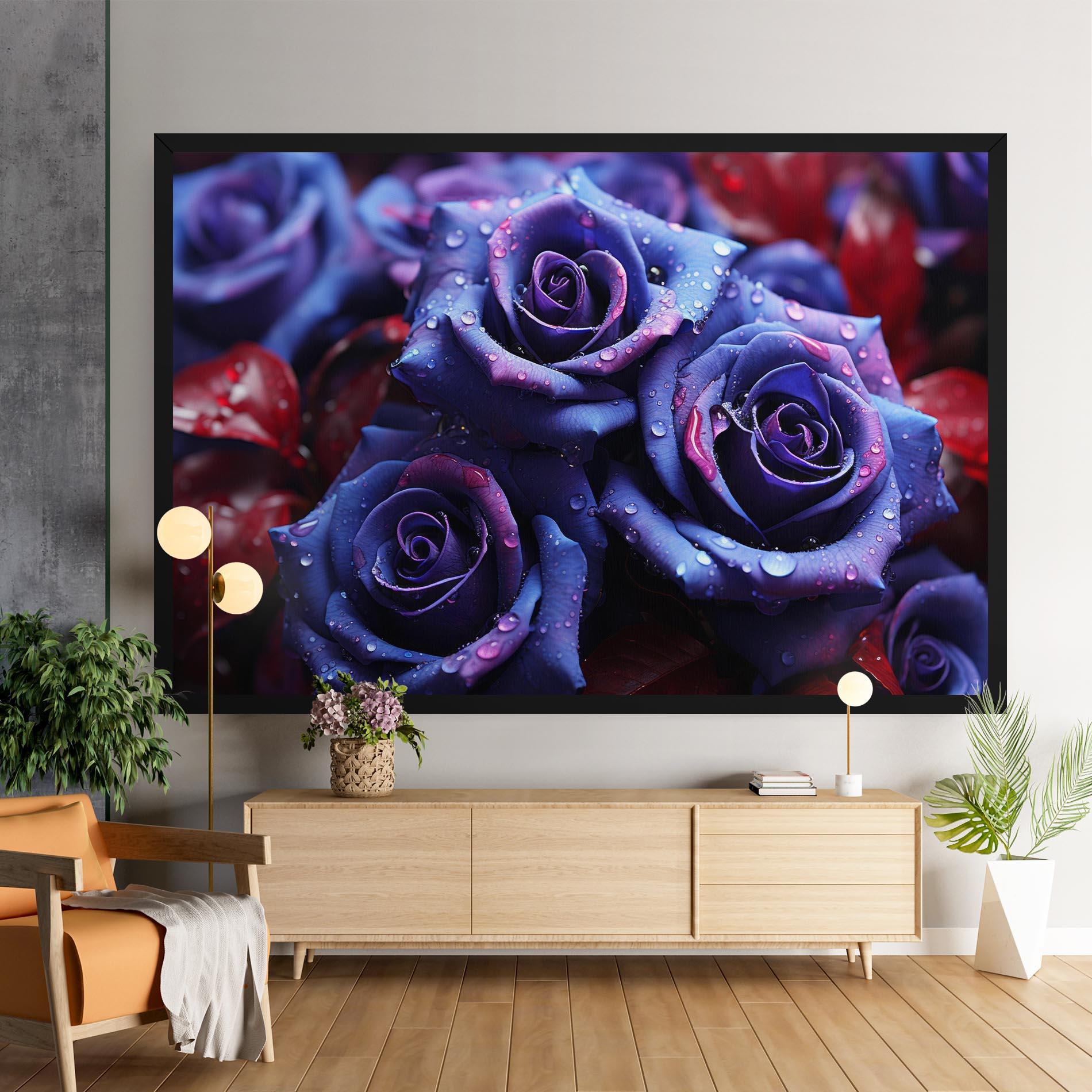 Tablou Canvas Blue Purple Rose mockup 9