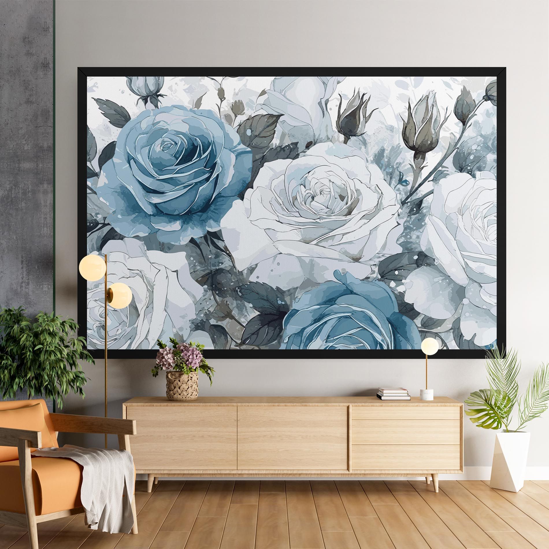 Blue White Rose mockup 9