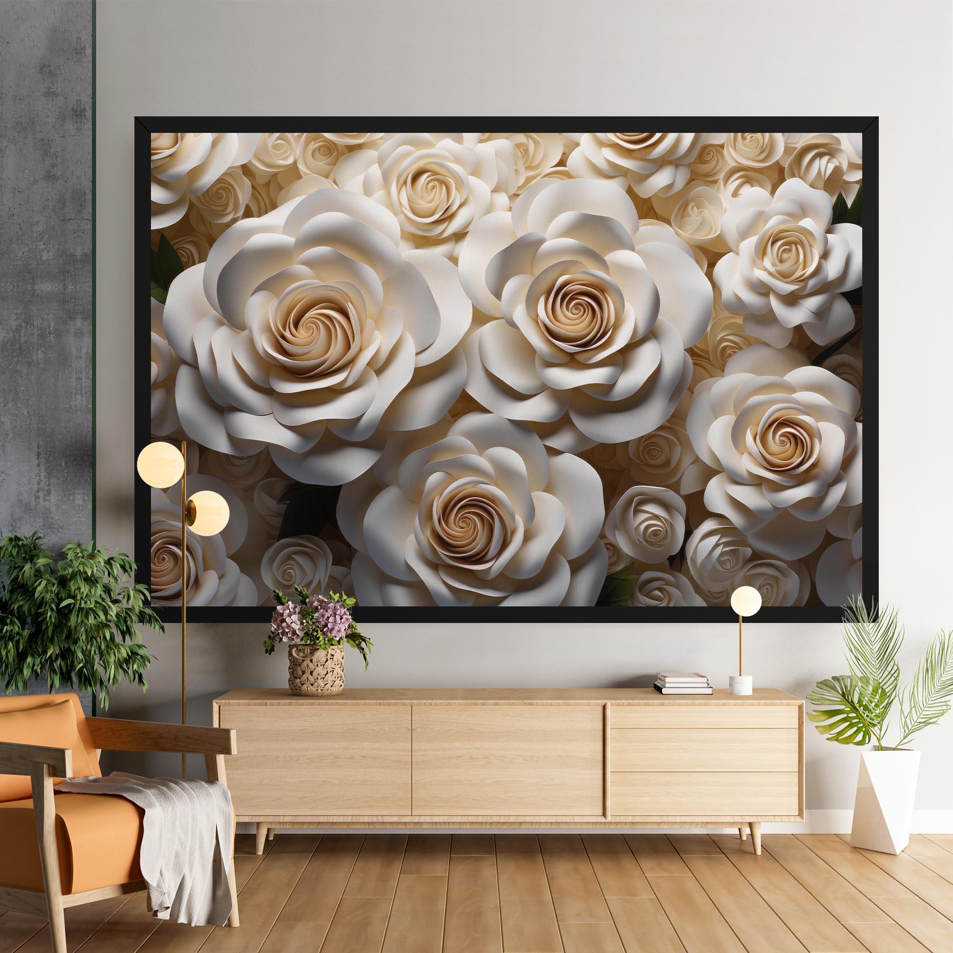 Tablou Canvas Cream Roses Wall mockup 9