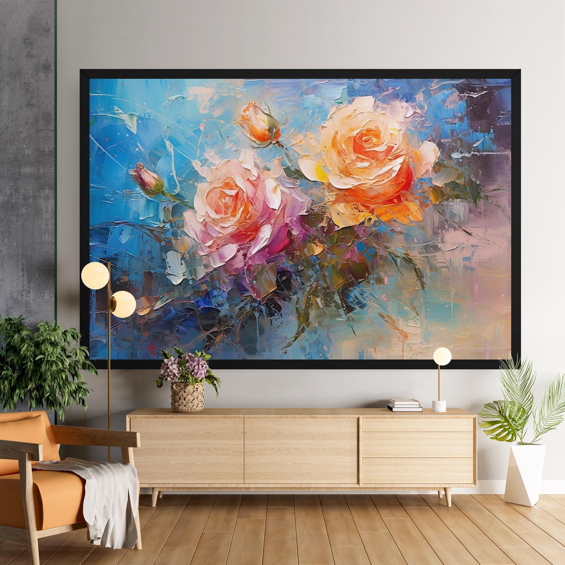Tablou Canvas Light Orange Rose Painting mockup 9