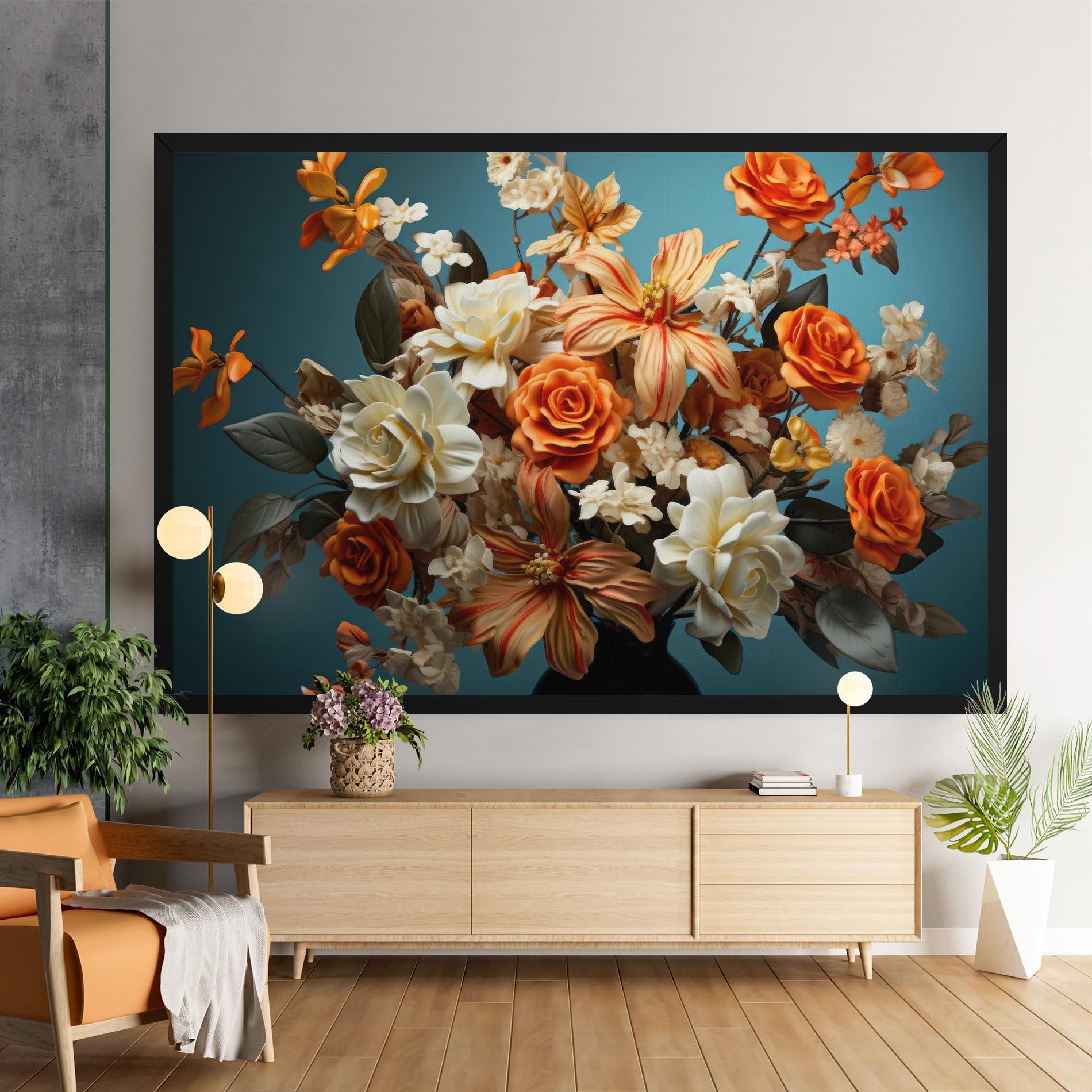 Tablou Canvas Orange Cream Rose mockup 9