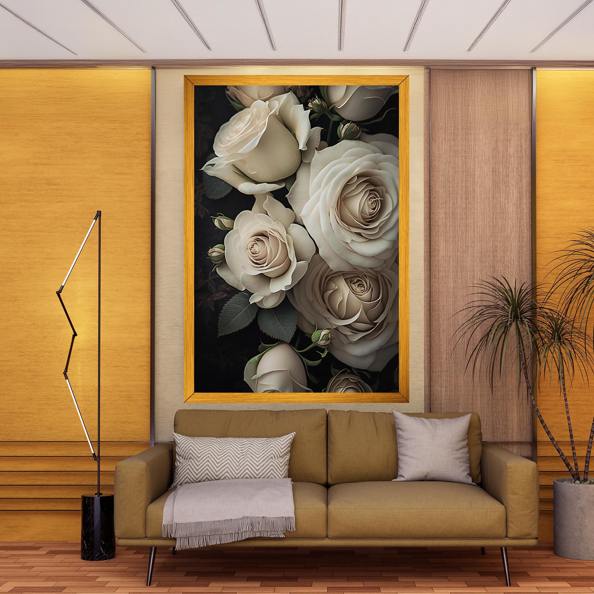 Tablou Canvas Cream Roses Close Up mockup 9