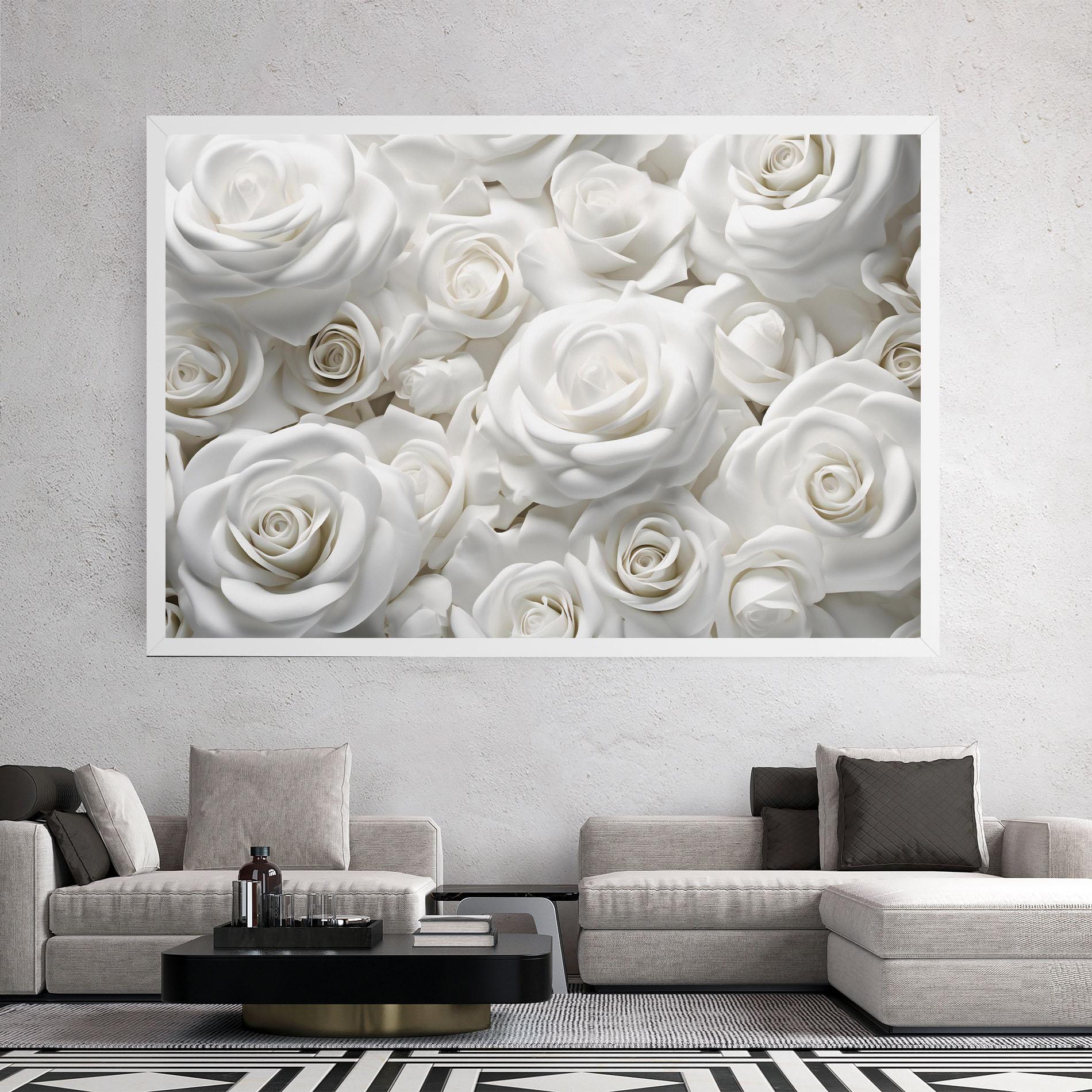 Tablou Canvas 3d White Roses mockup 2