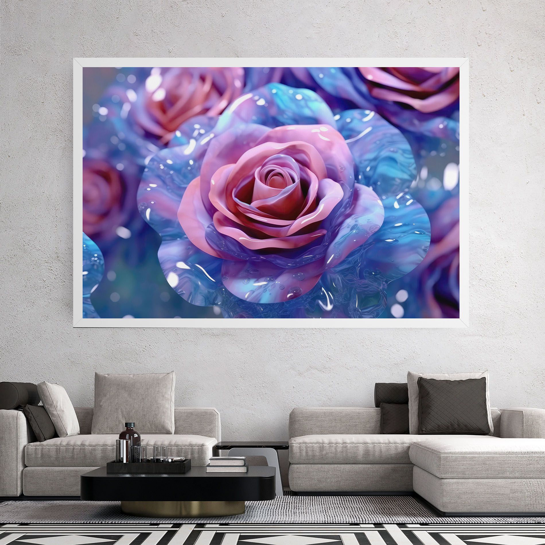Beautiful Blue Pink Rose mockup 2