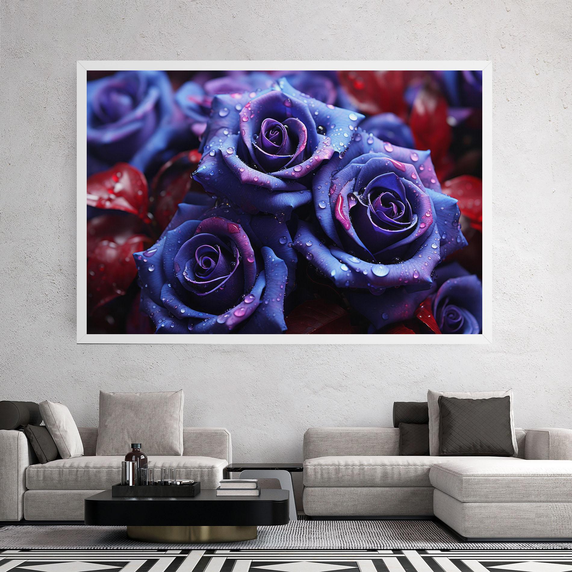 Tablou Canvas Blue Purple Rose mockup 2