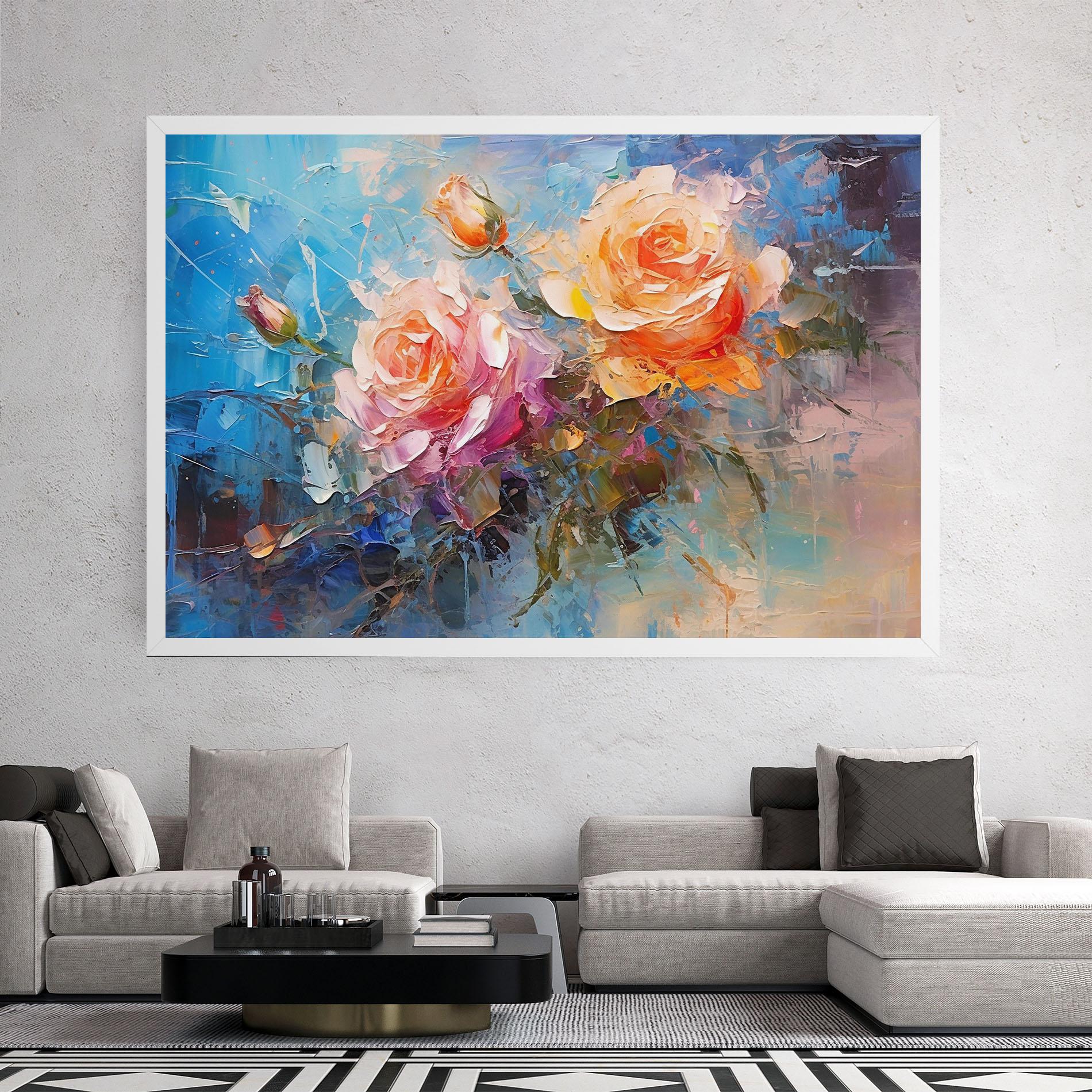 Tablou Canvas Light Orange Rose Painting mockup 2