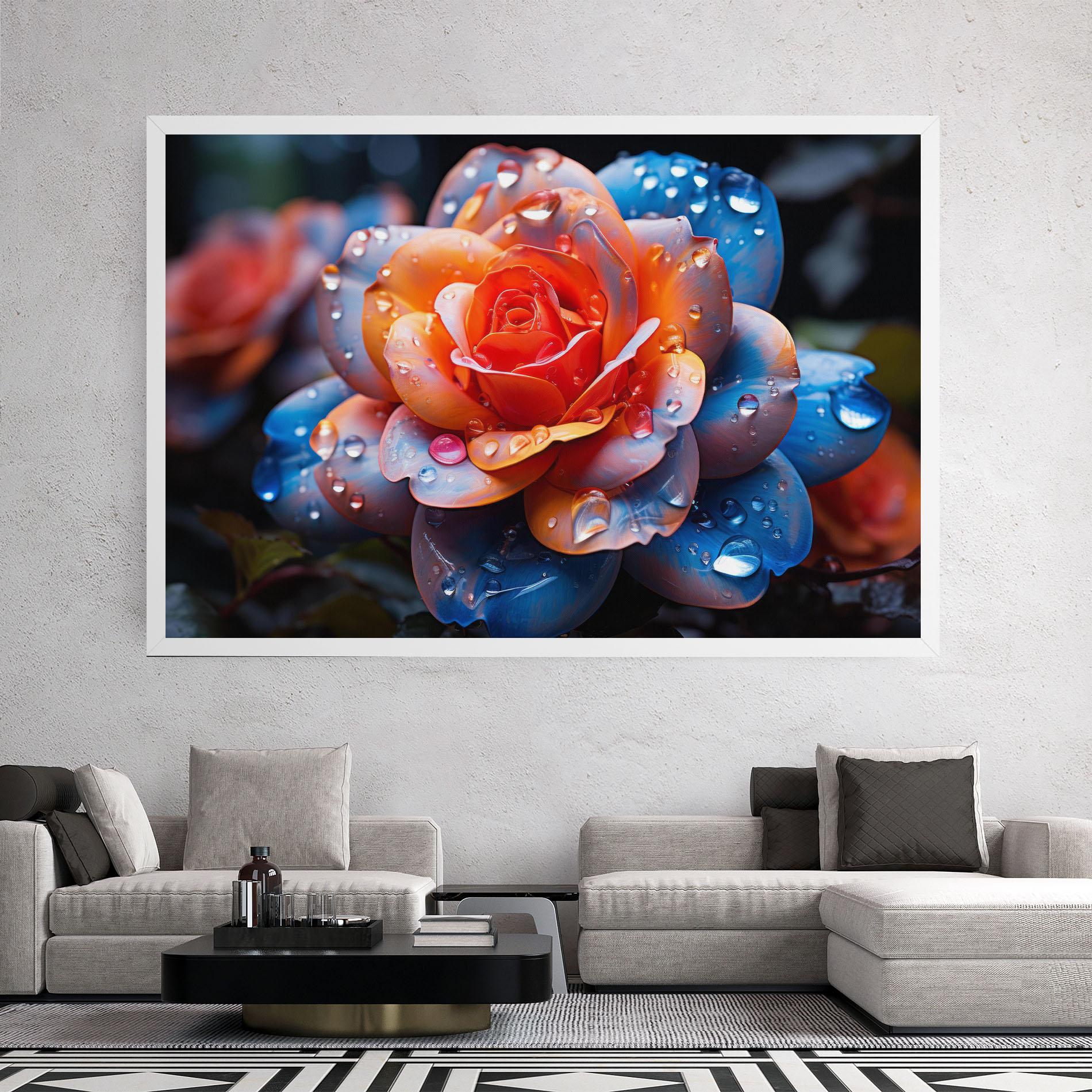 Tablou Canvas Orange Blue Rose mockup 2