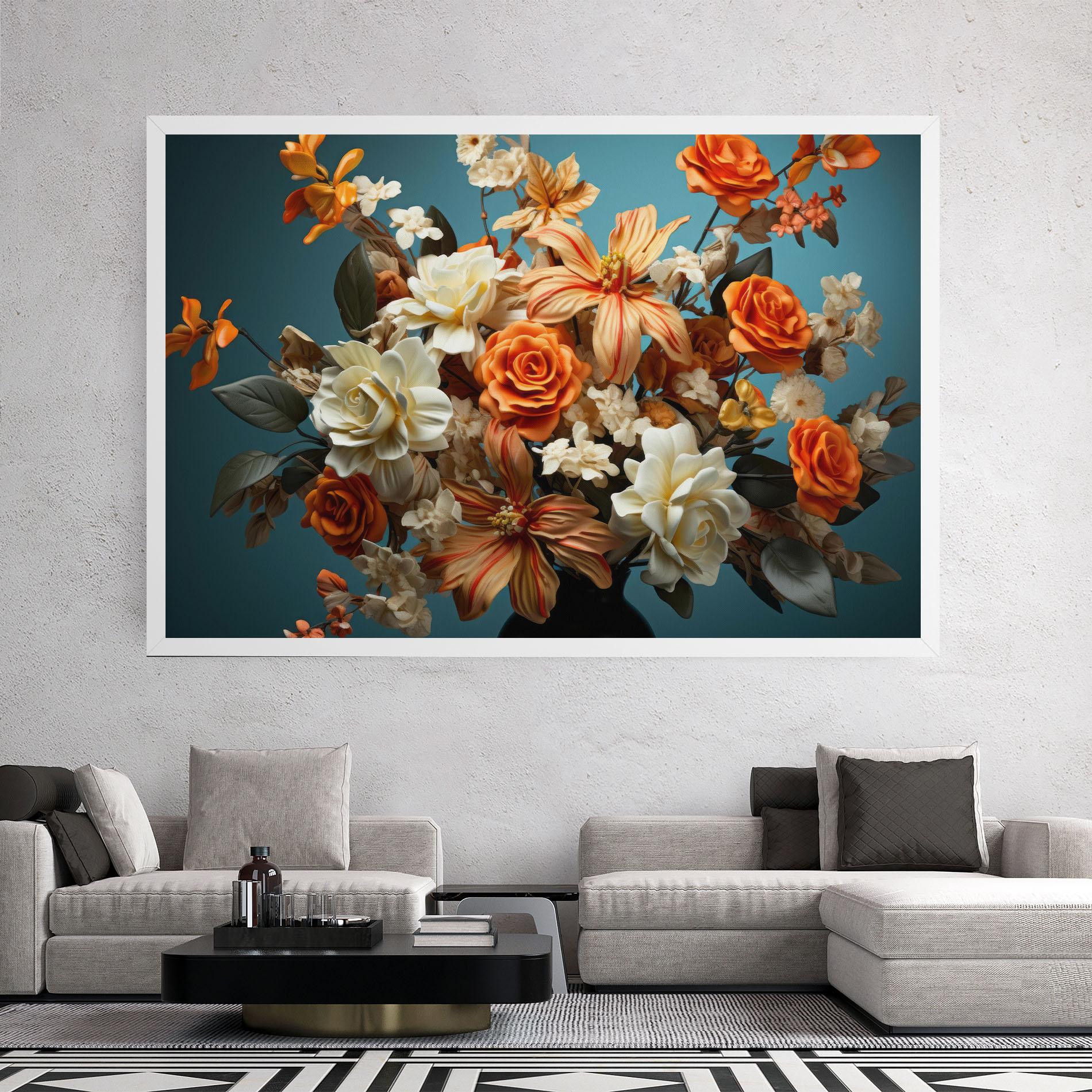 Tablou Canvas Orange Cream Rose mockup 2