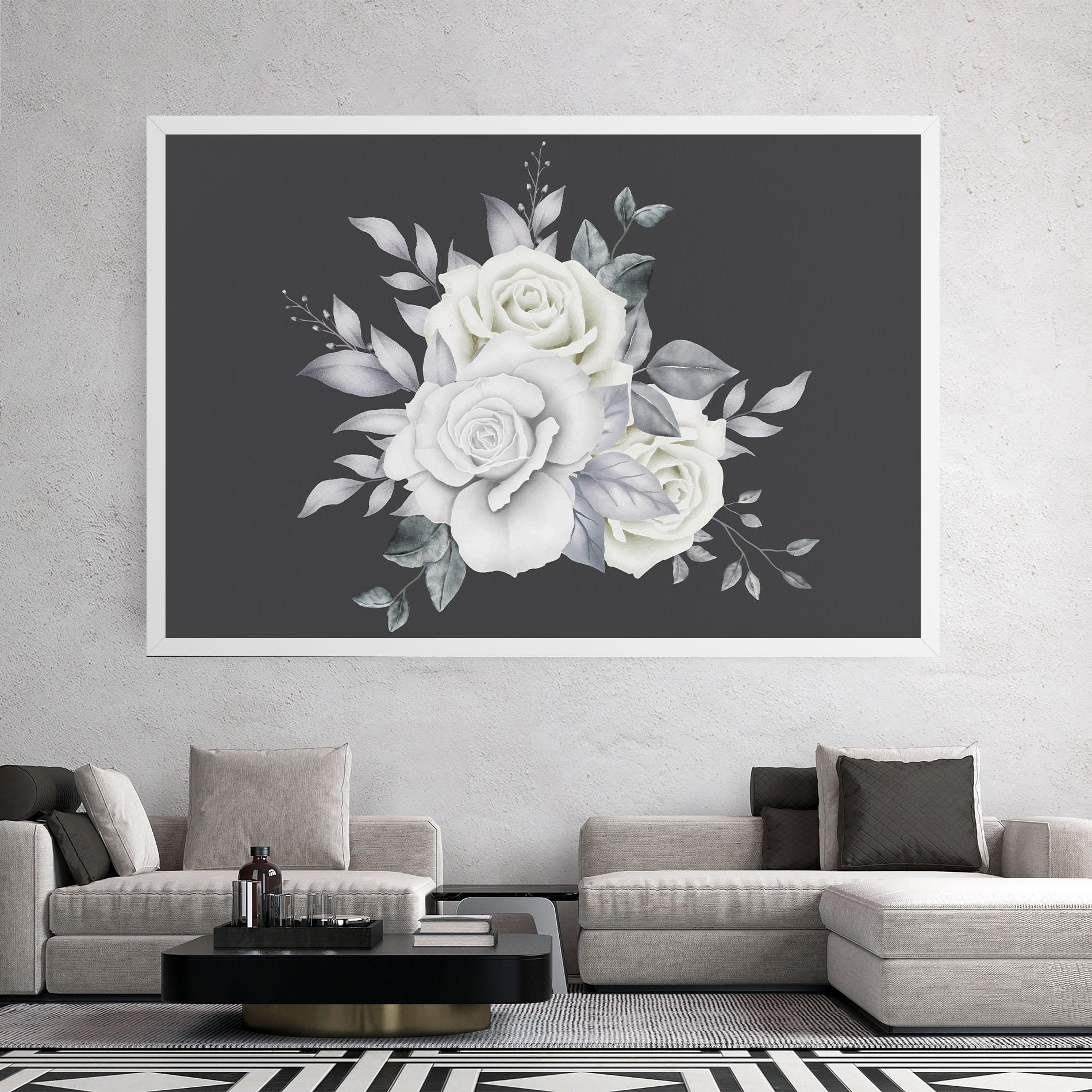 Tablou Canvas White Grey Rose mockup 2