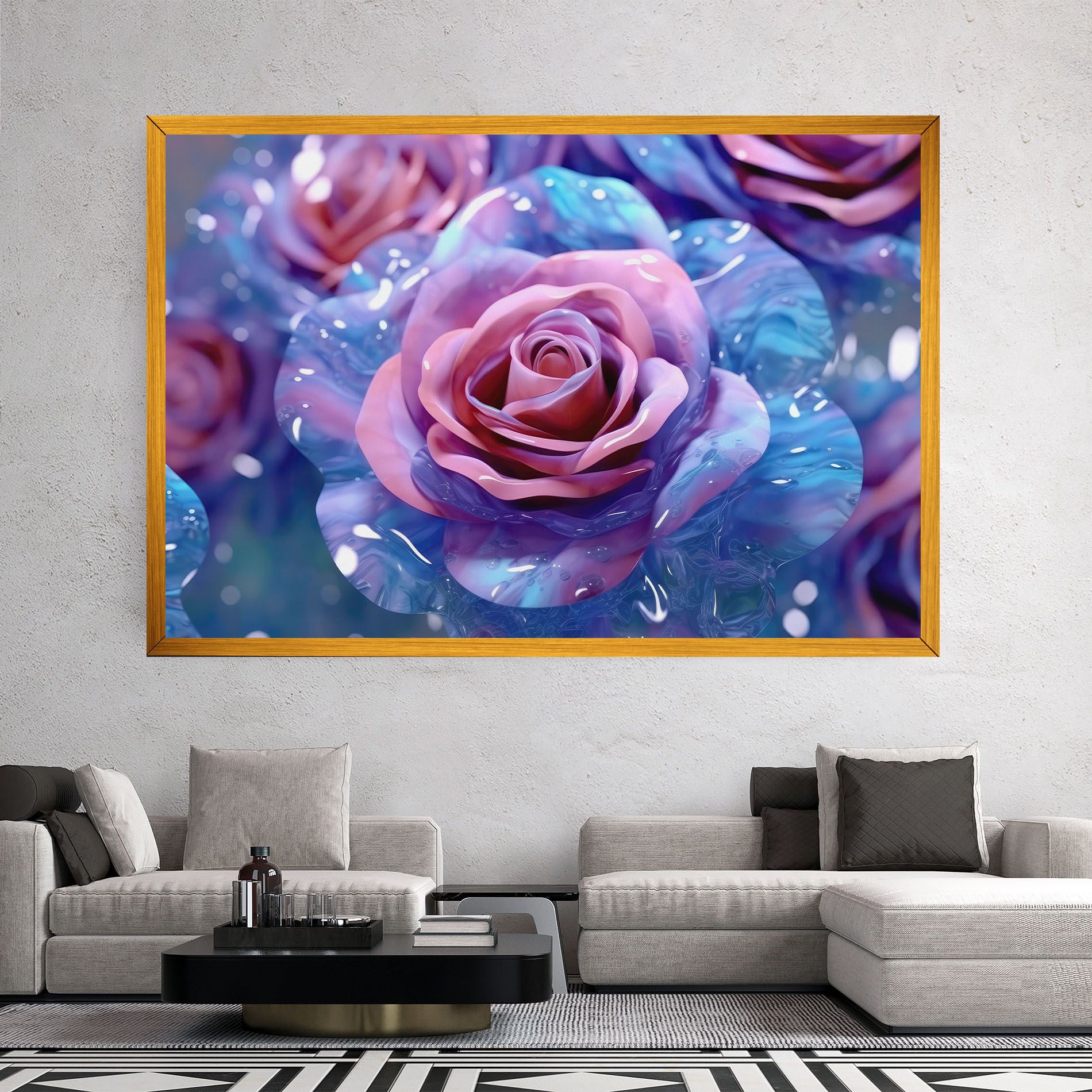 Beautiful Blue Pink Rose mockup 2