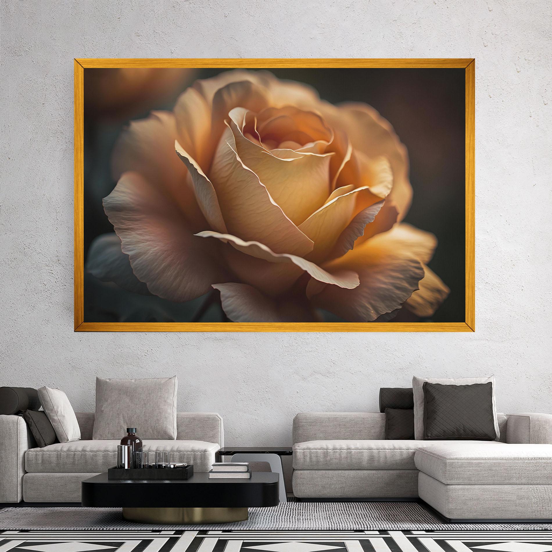 Tablou Canvas Light Orange Rose Close Up mockup 2