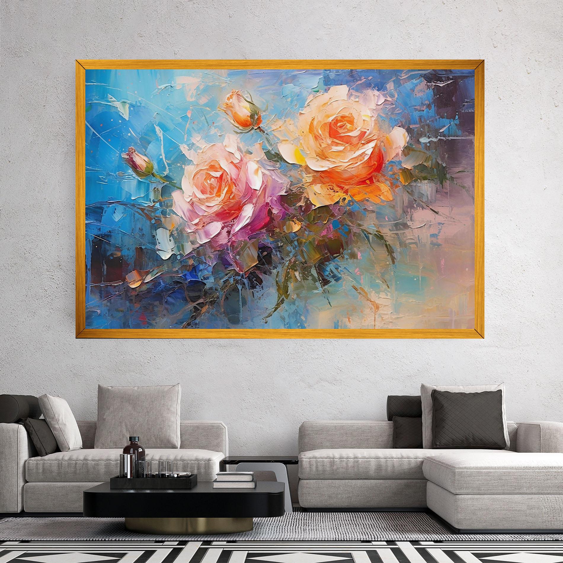 Tablou Canvas Light Orange Rose Painting mockup 2