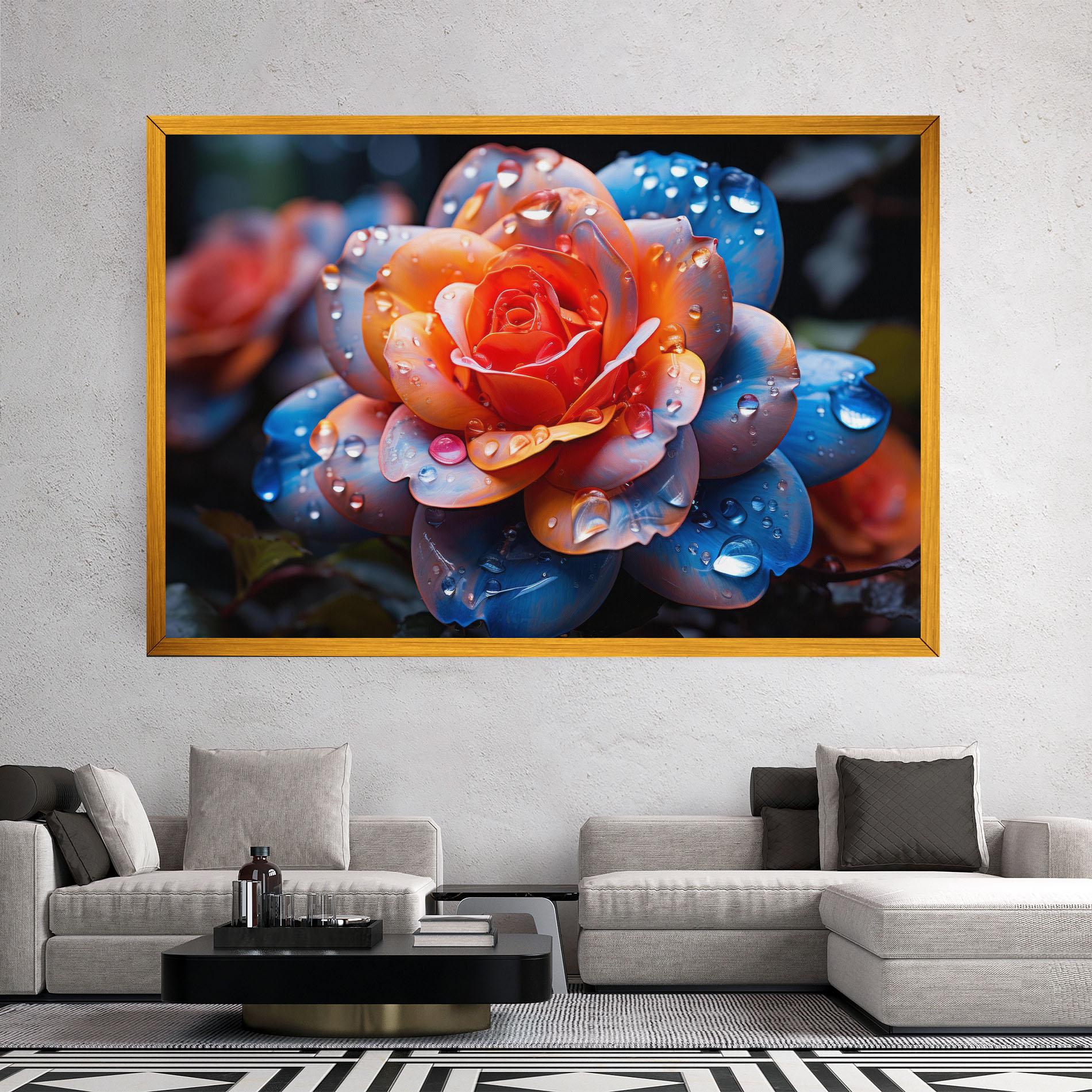 Tablou Canvas Orange Blue Rose mockup 2