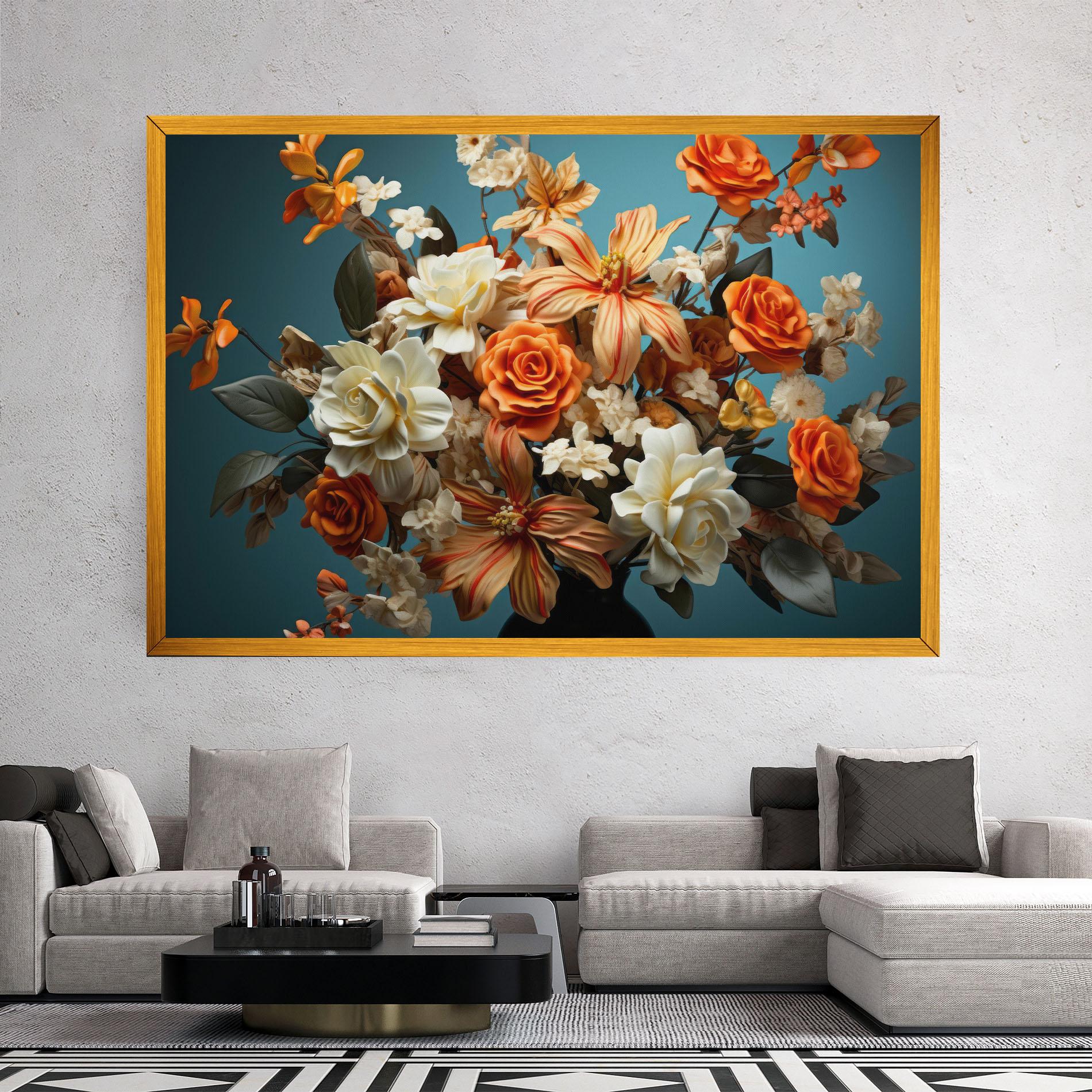 Tablou Canvas Orange Cream Rose mockup 2