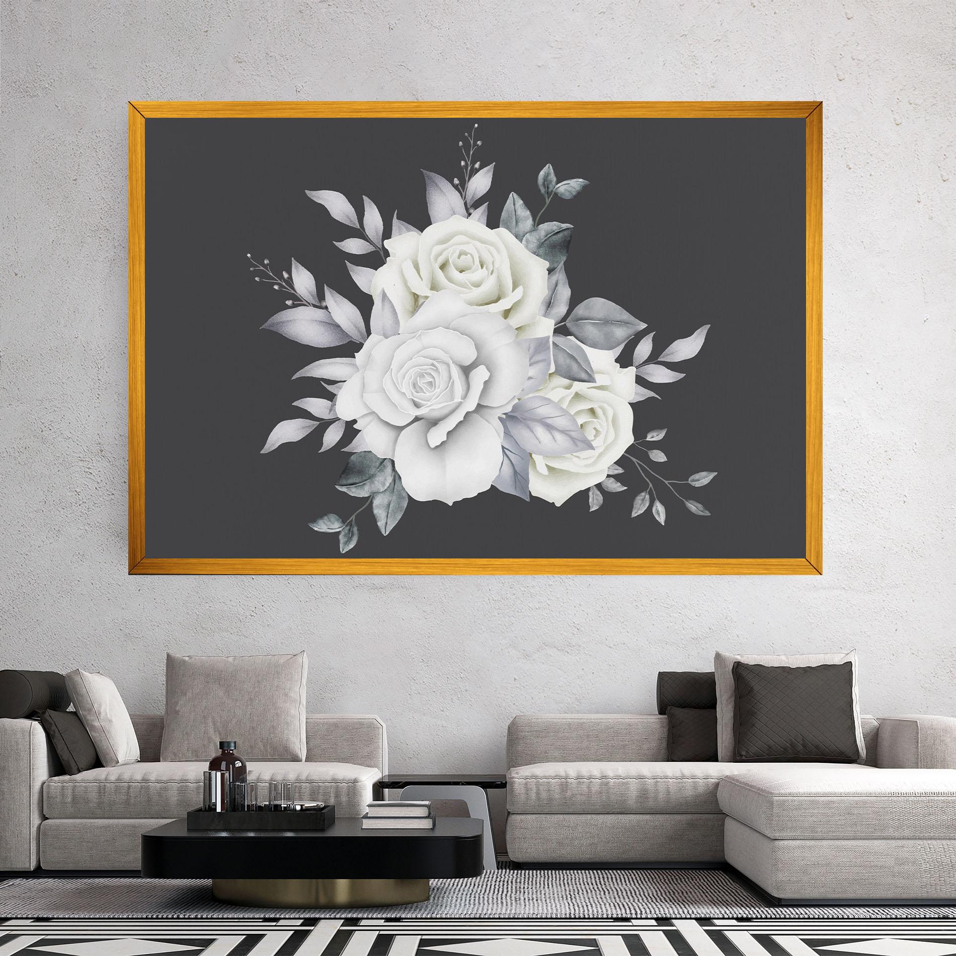 Tablou Canvas White Grey Rose mockup 2
