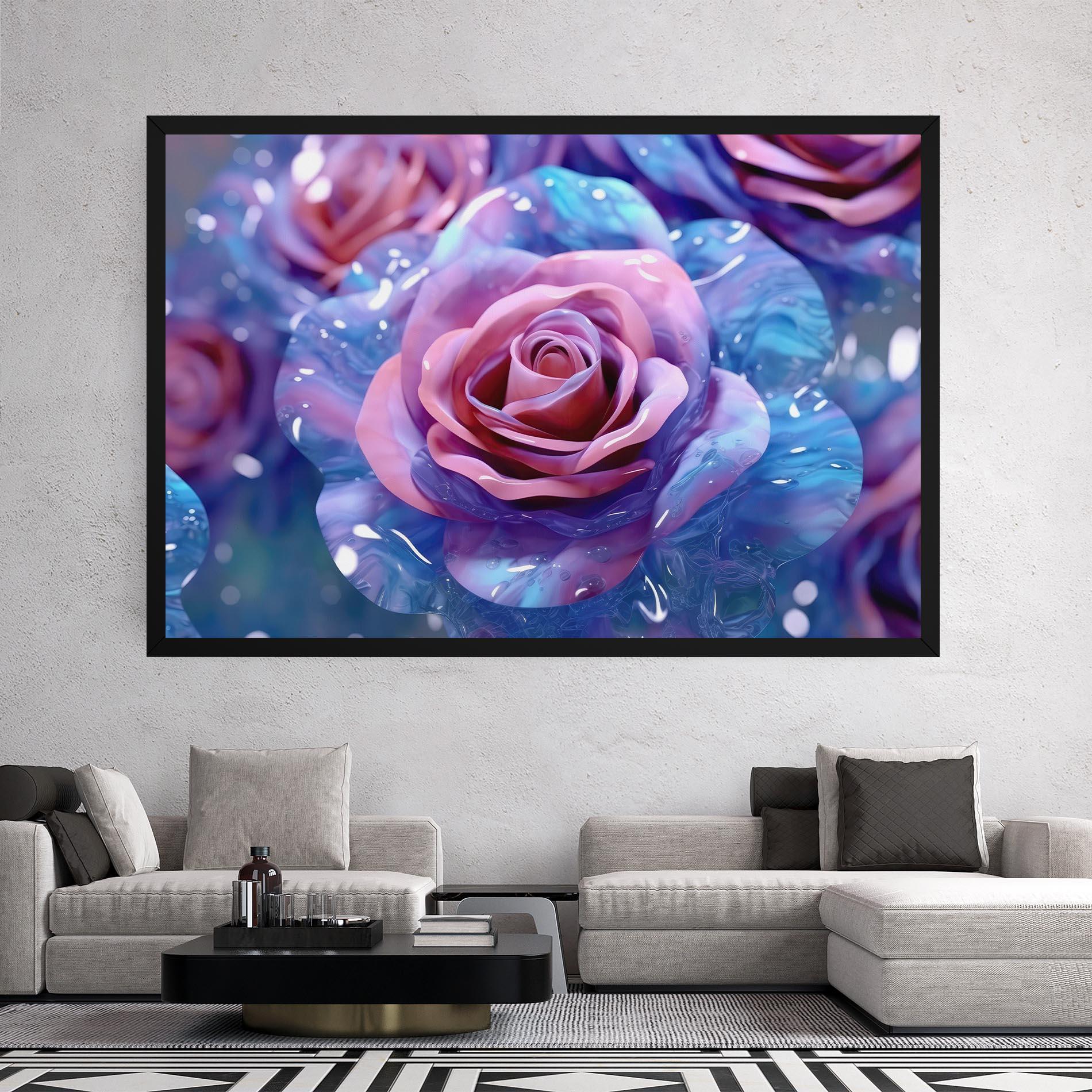 Tablou Canvas Beautiful Blue Pink Rose mockup 2