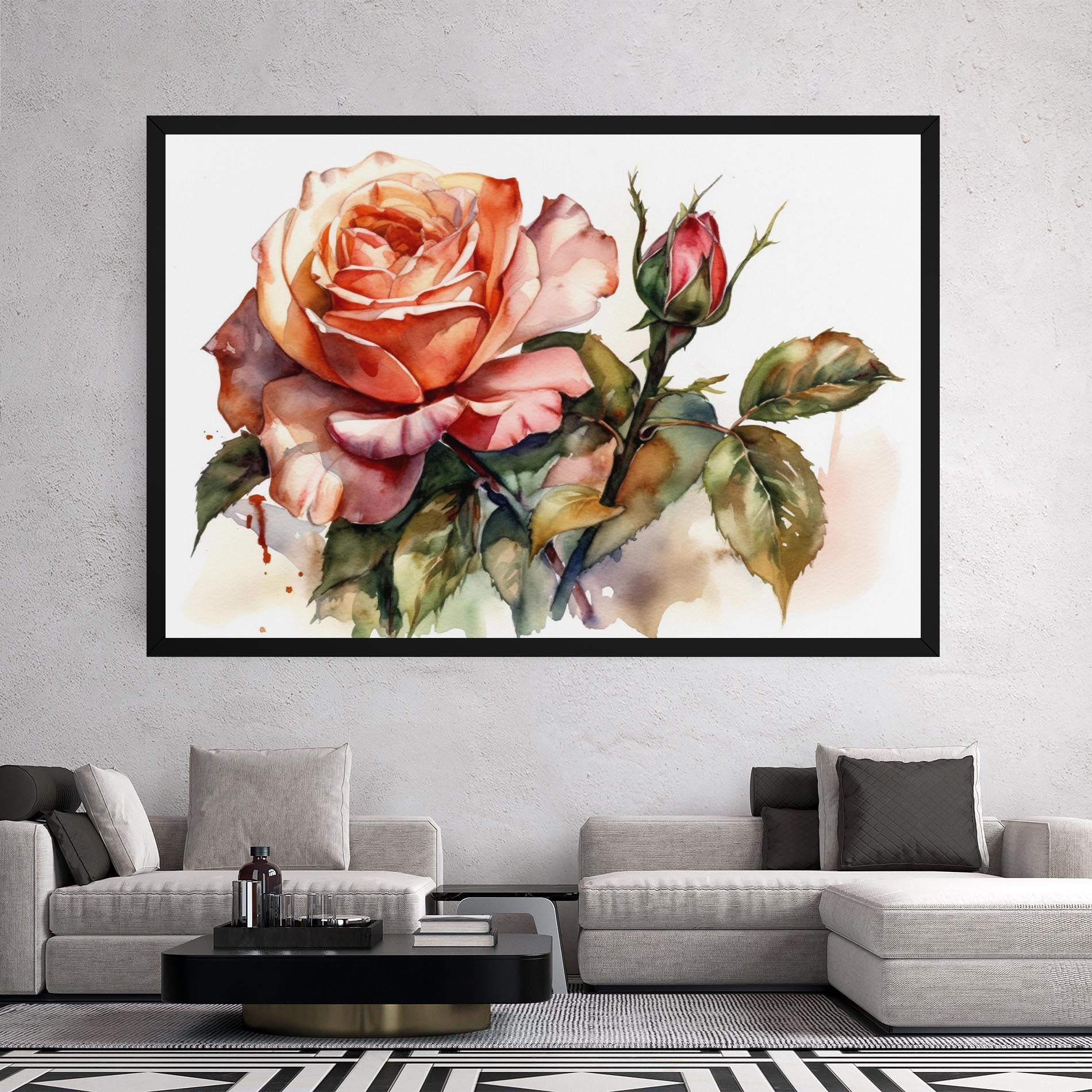 Tablou Canvas Big Rose Painted mockup 2