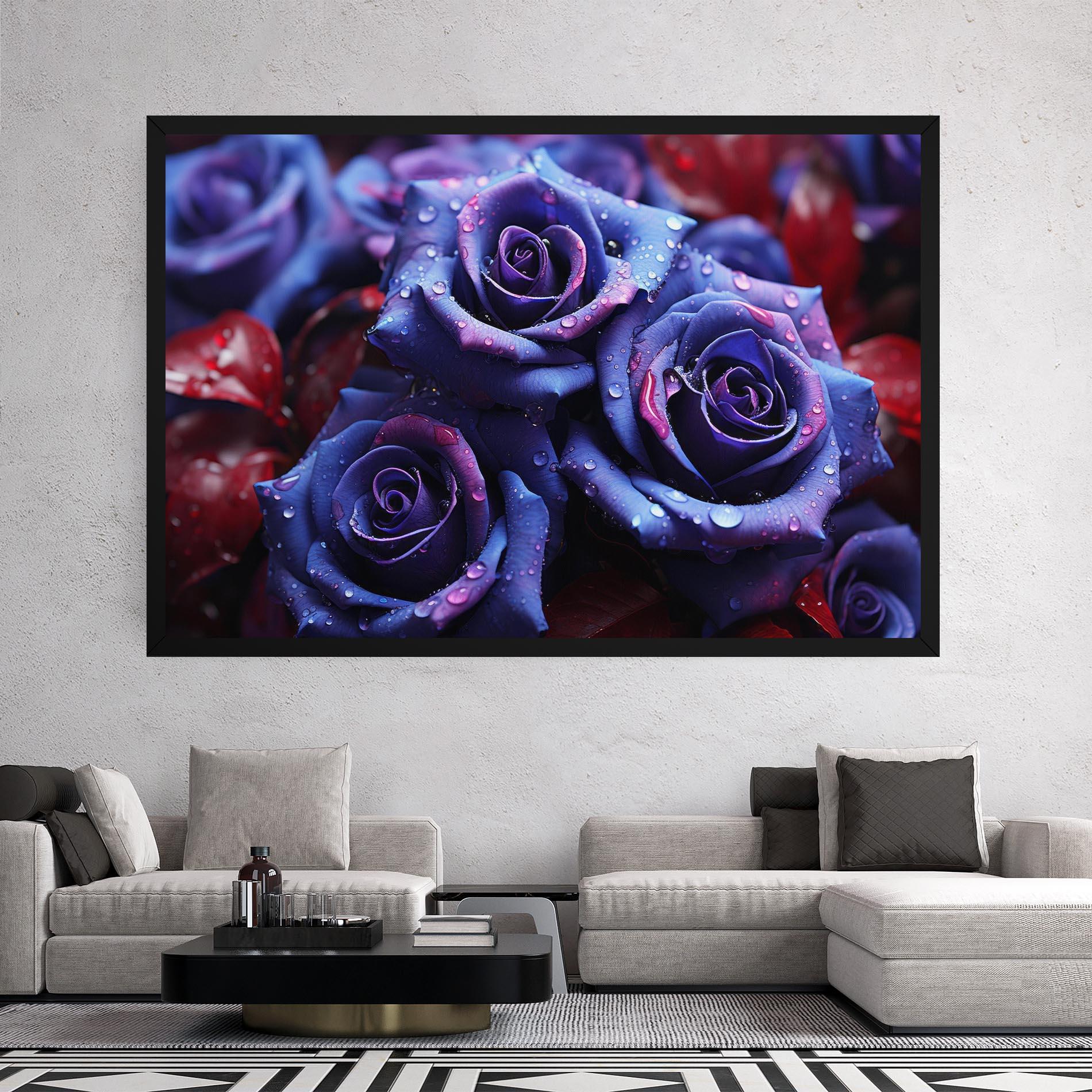 Tablou Canvas Blue Purple Rose mockup 2