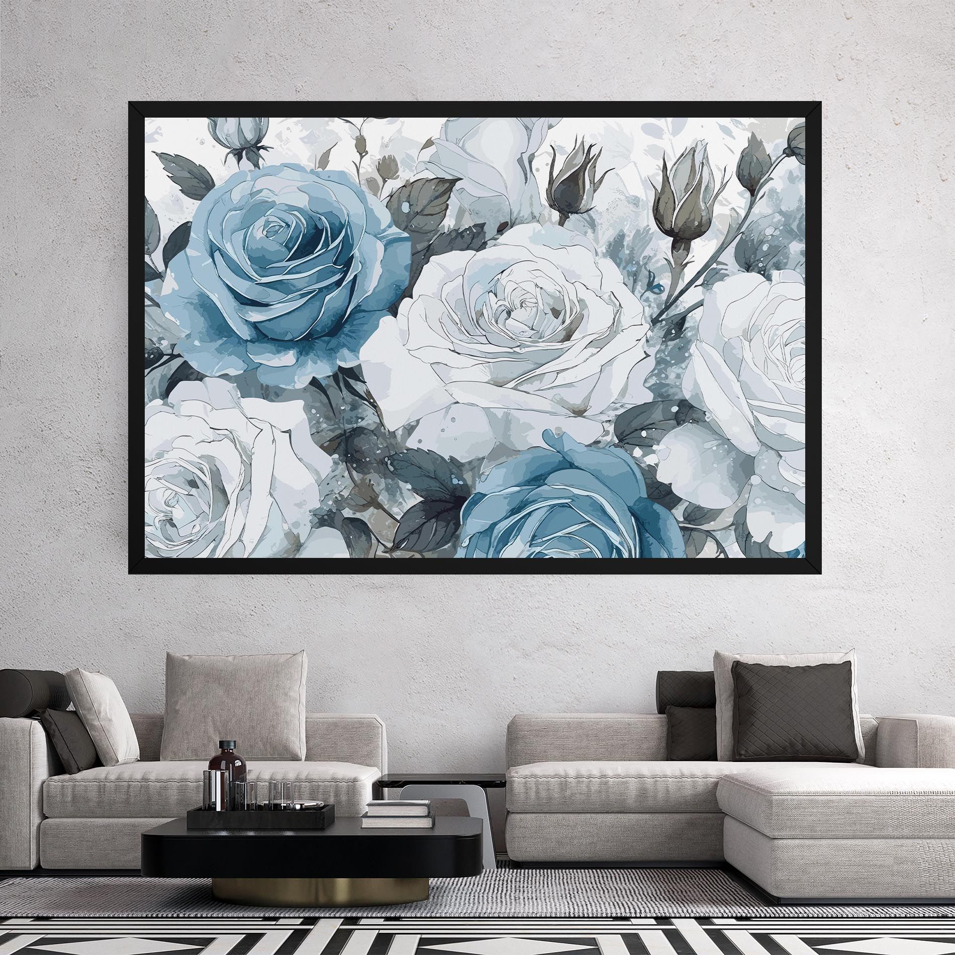 Blue White Rose mockup 2