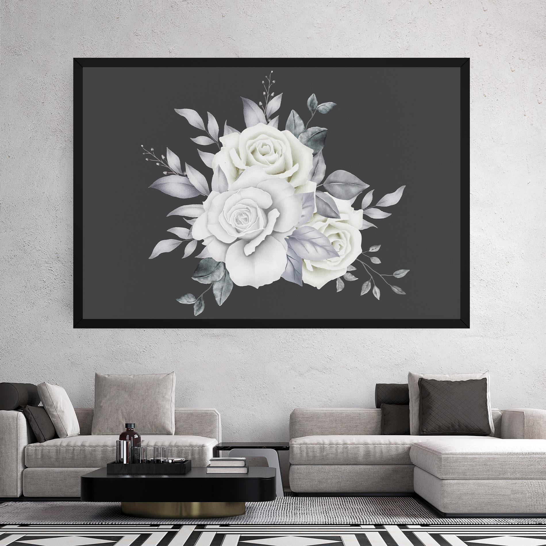 Tablou Canvas White Grey Rose mockup 2