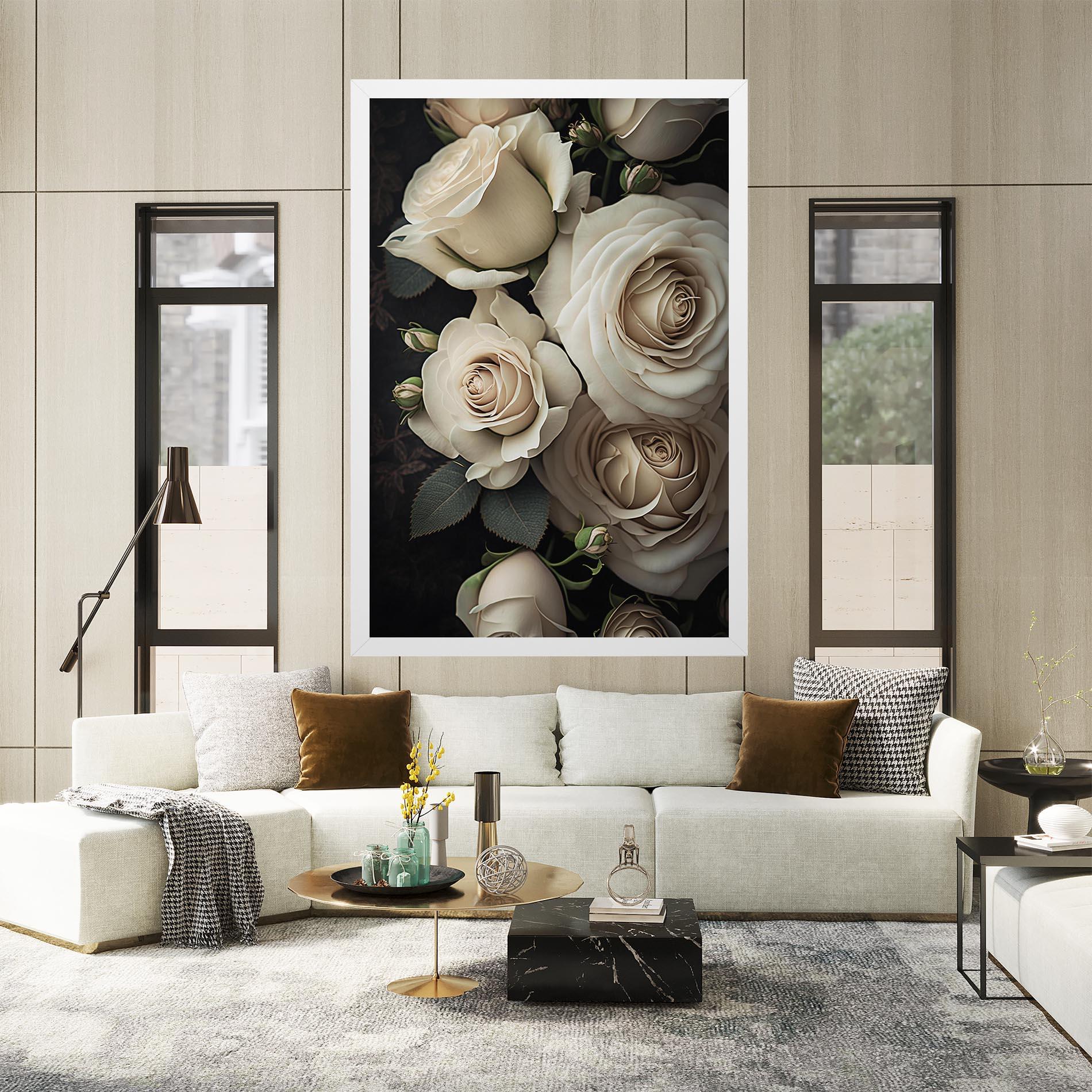 Tablou Canvas Cream Roses Close Up mockup 2