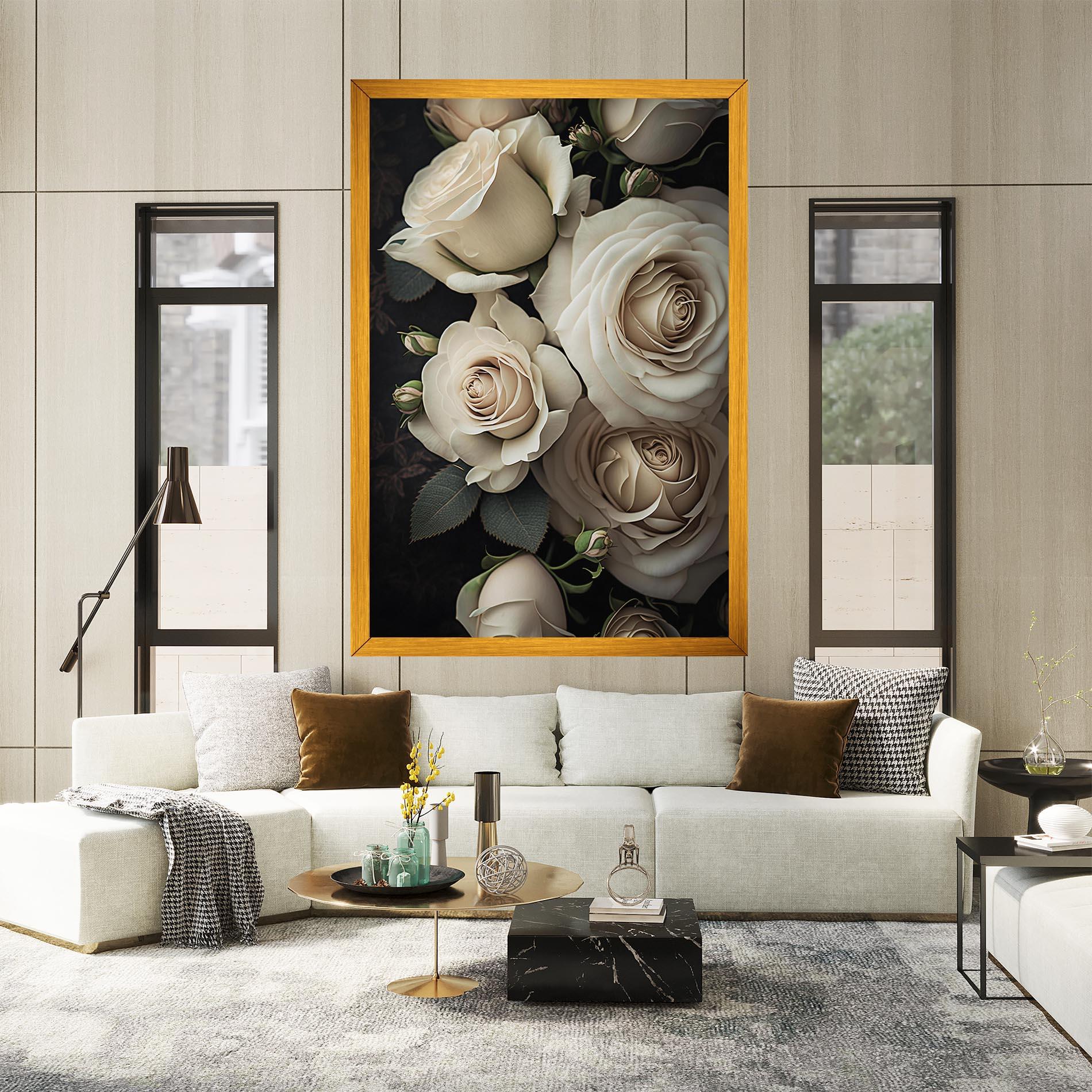 Tablou Canvas Cream Roses Close Up mockup 2