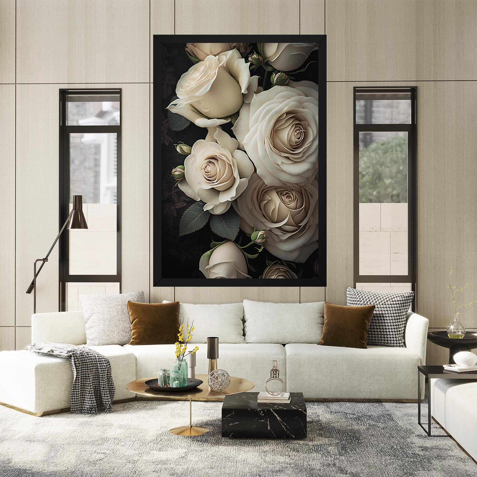 Tablou Canvas Cream Roses Close Up mockup 2