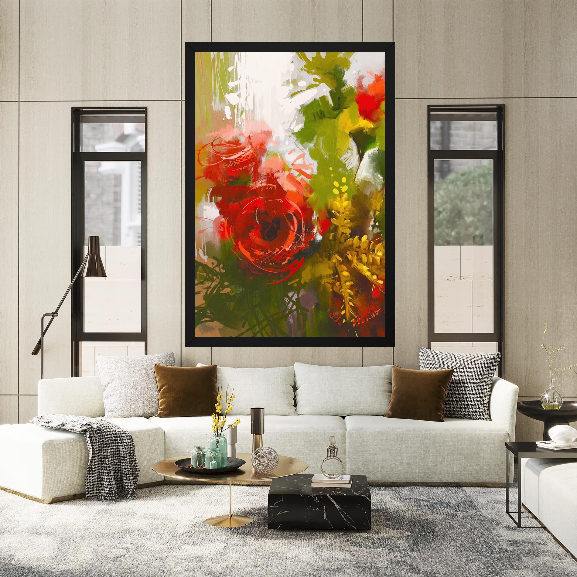 Tablou Canvas Red Rose Painting mockup 2