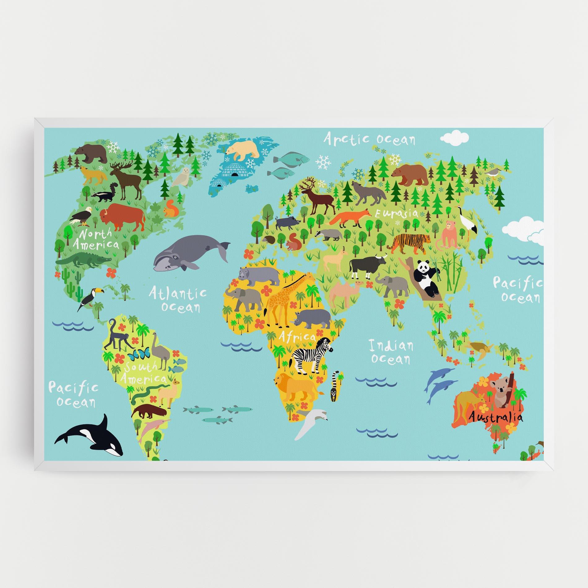 Tablou Canvas Animal World Map mockup 0