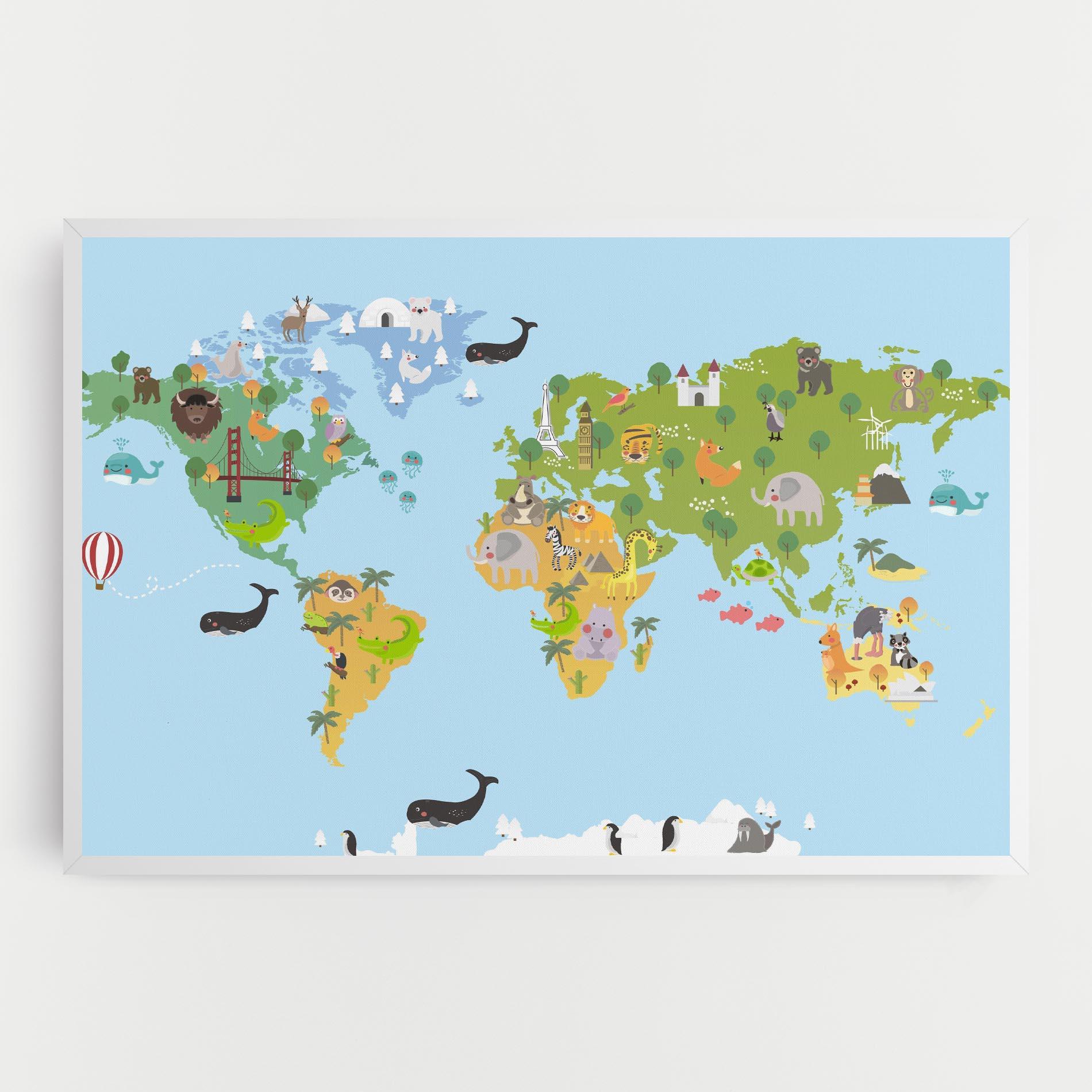 Tablou Canvas Animals Cute Map mockup 0