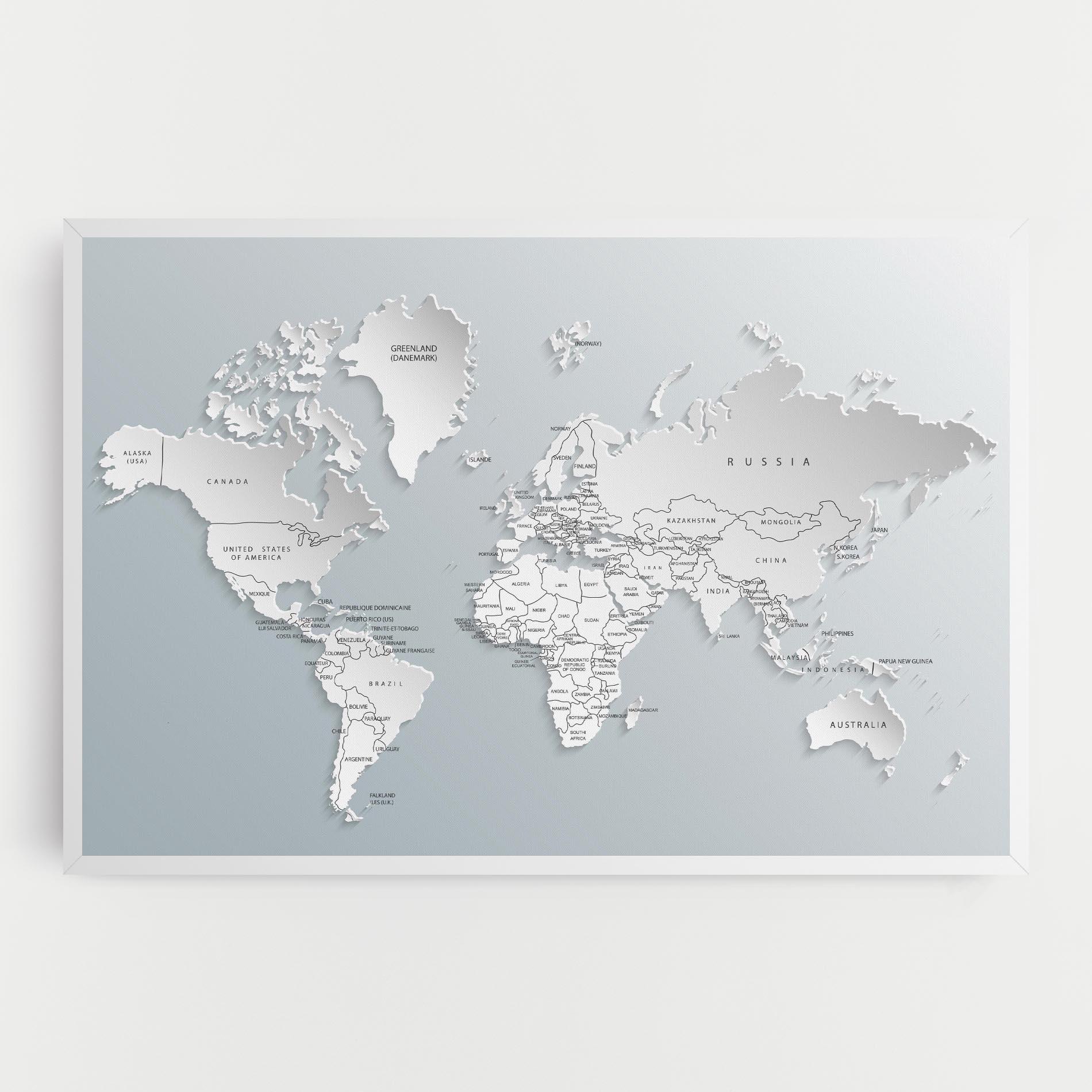 Tablou Canvas Grey White Map mockup 0