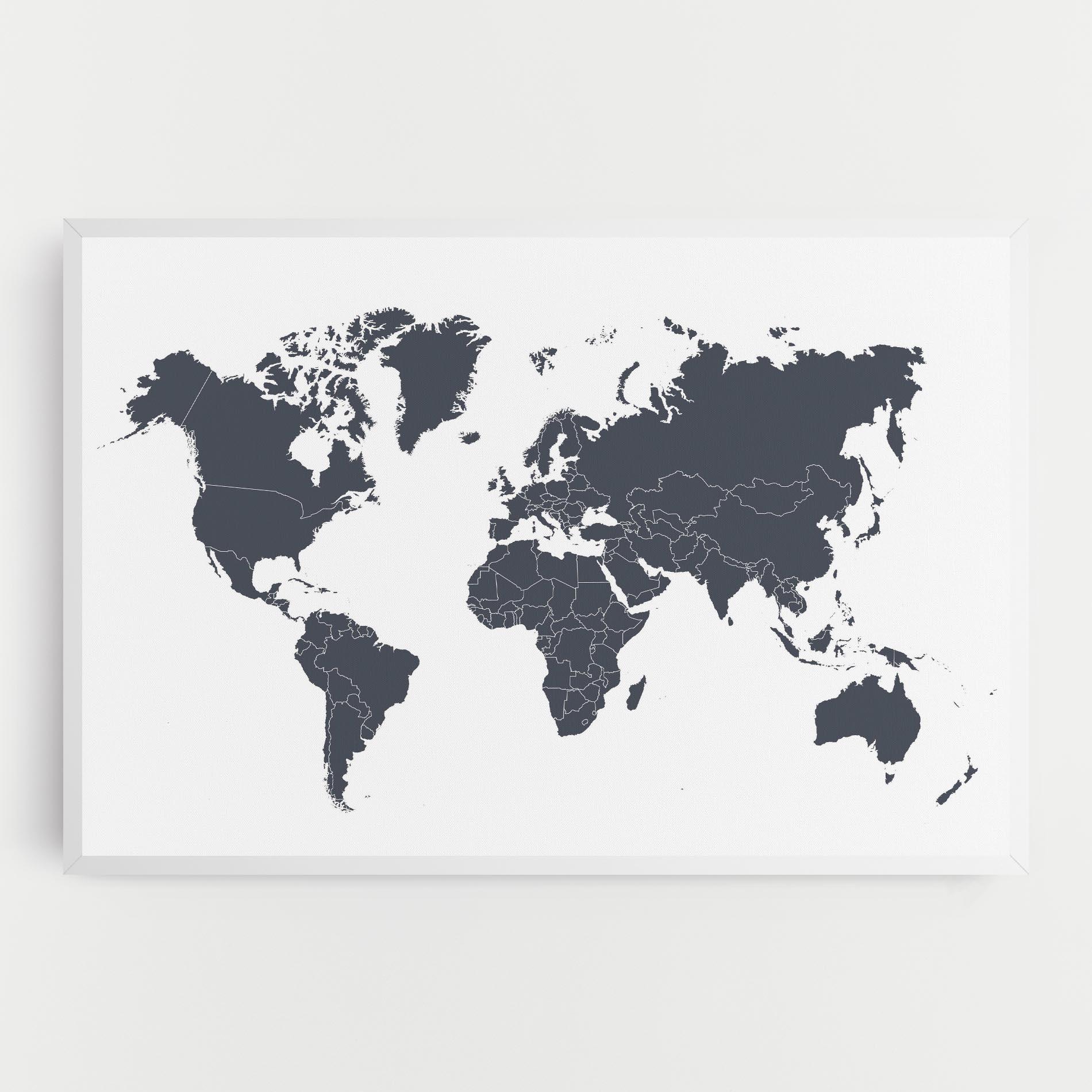 Tablou Canvas World Grey Map mockup 0