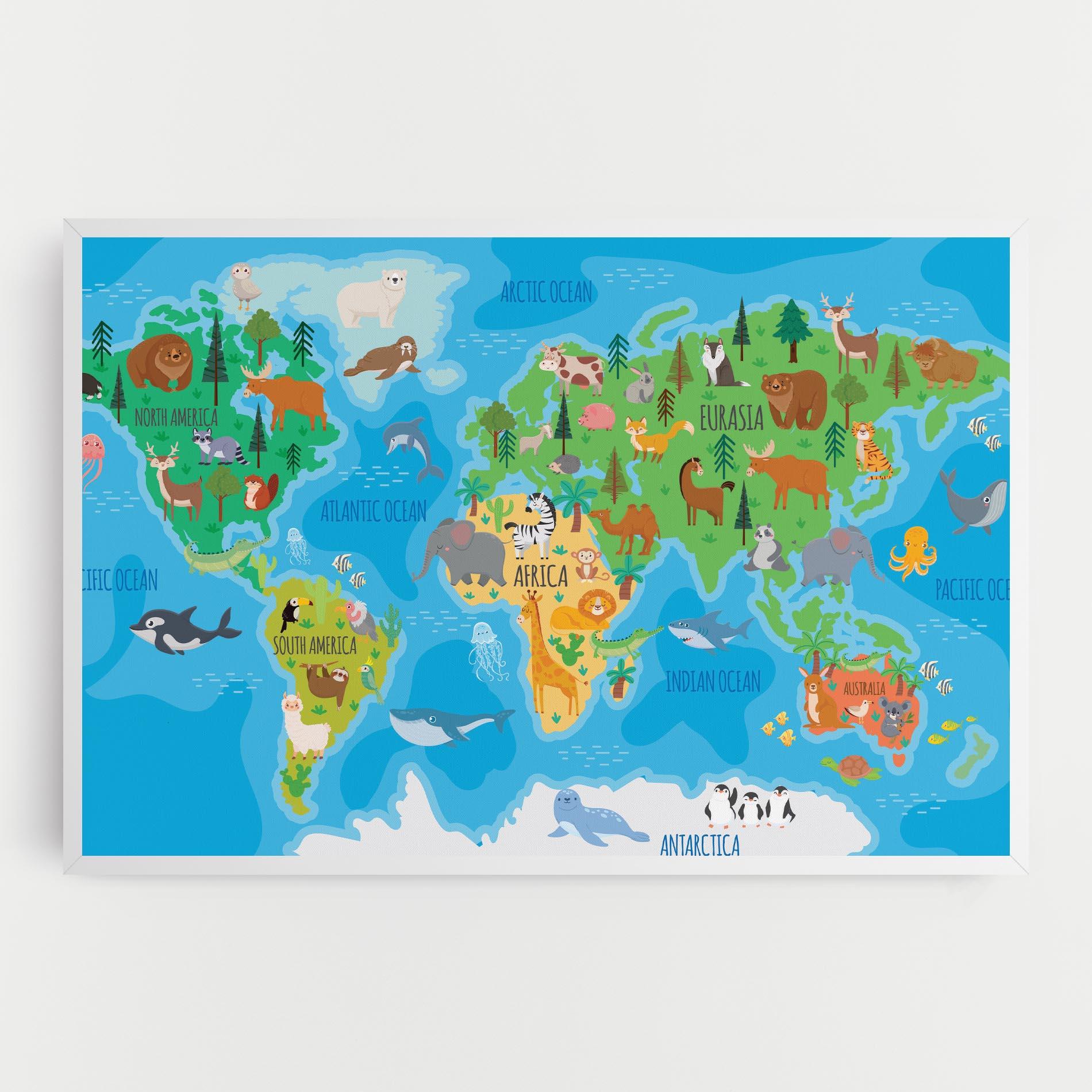 Tablou Canvas Worldwide Kids Map mockup 0