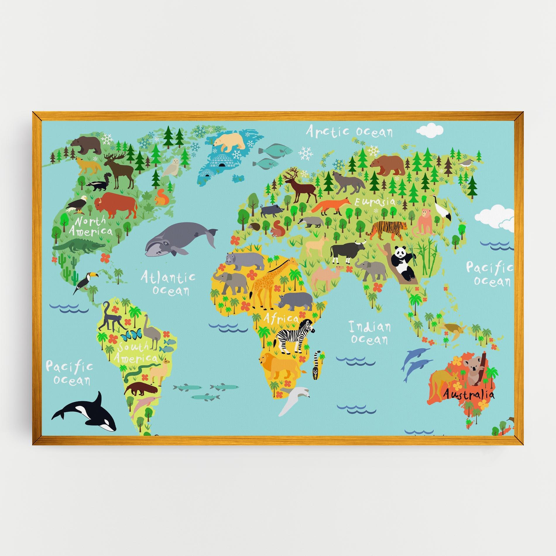 Tablou Canvas Animal World Map mockup 0