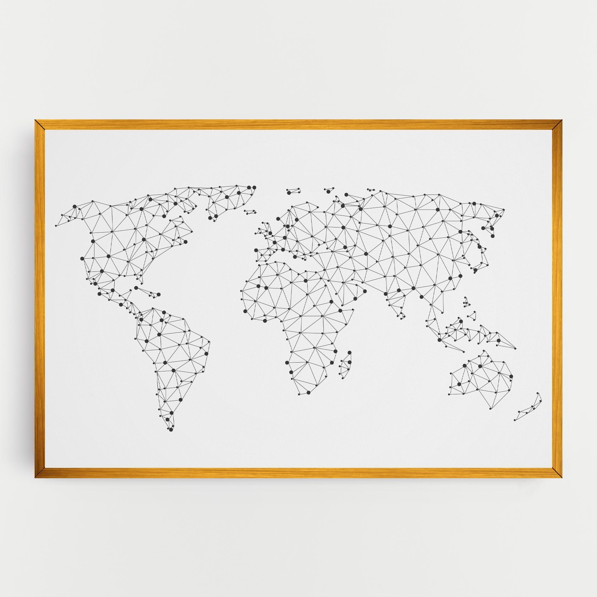 Tablou Canvas Black Map Line mockup 0