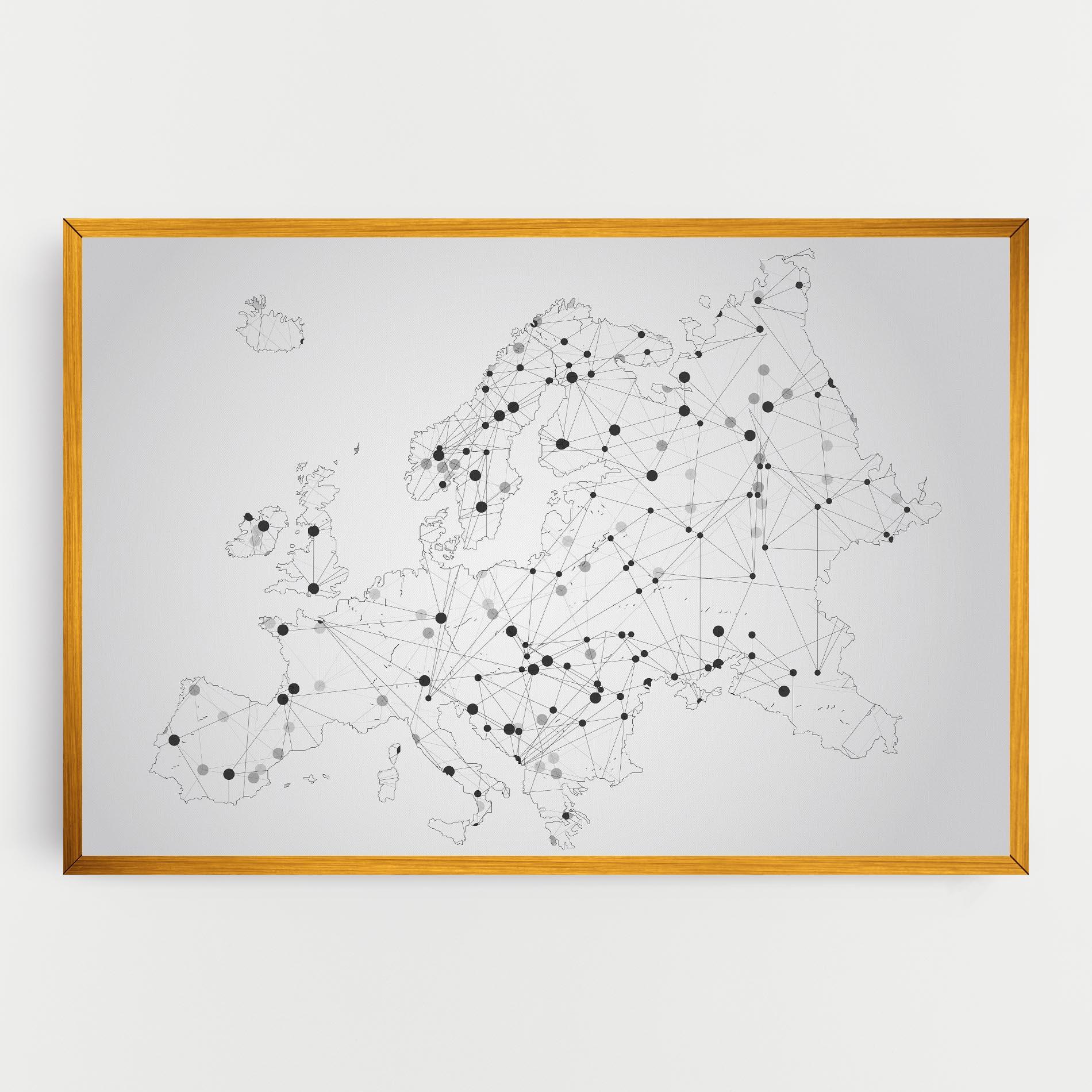 Tablou Canvas Europe Line Map mockup 0