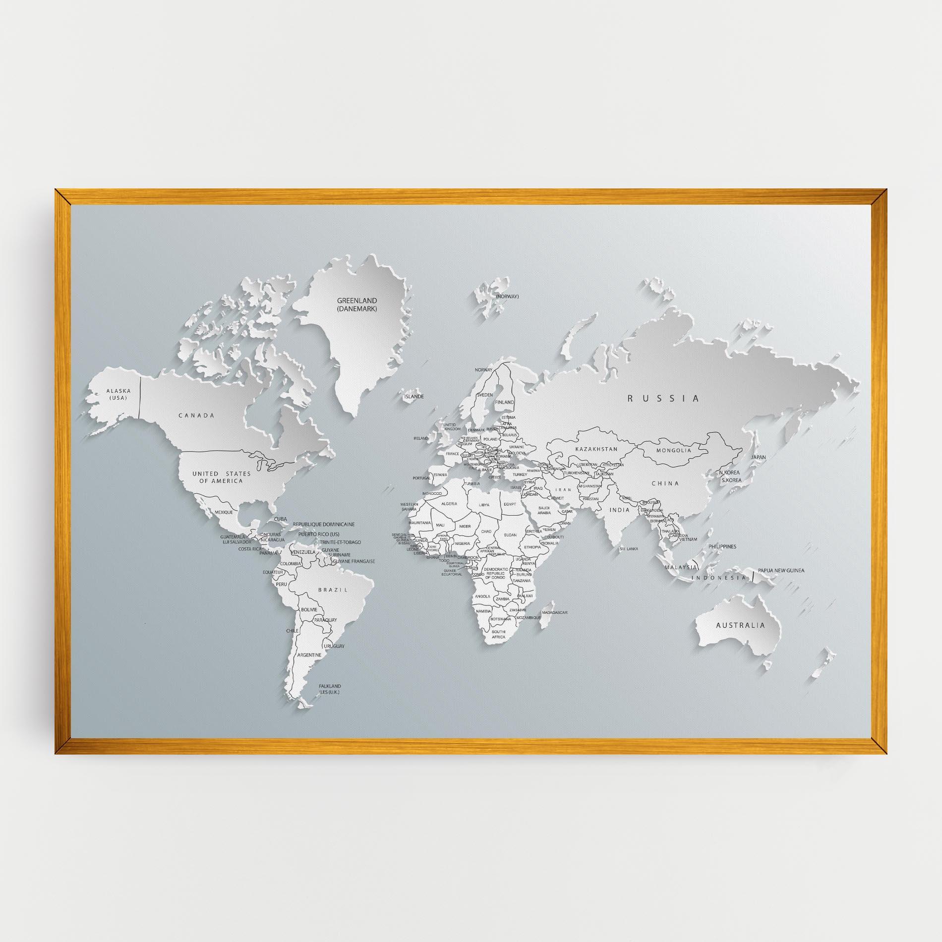 Tablou Canvas Grey White Map mockup 0