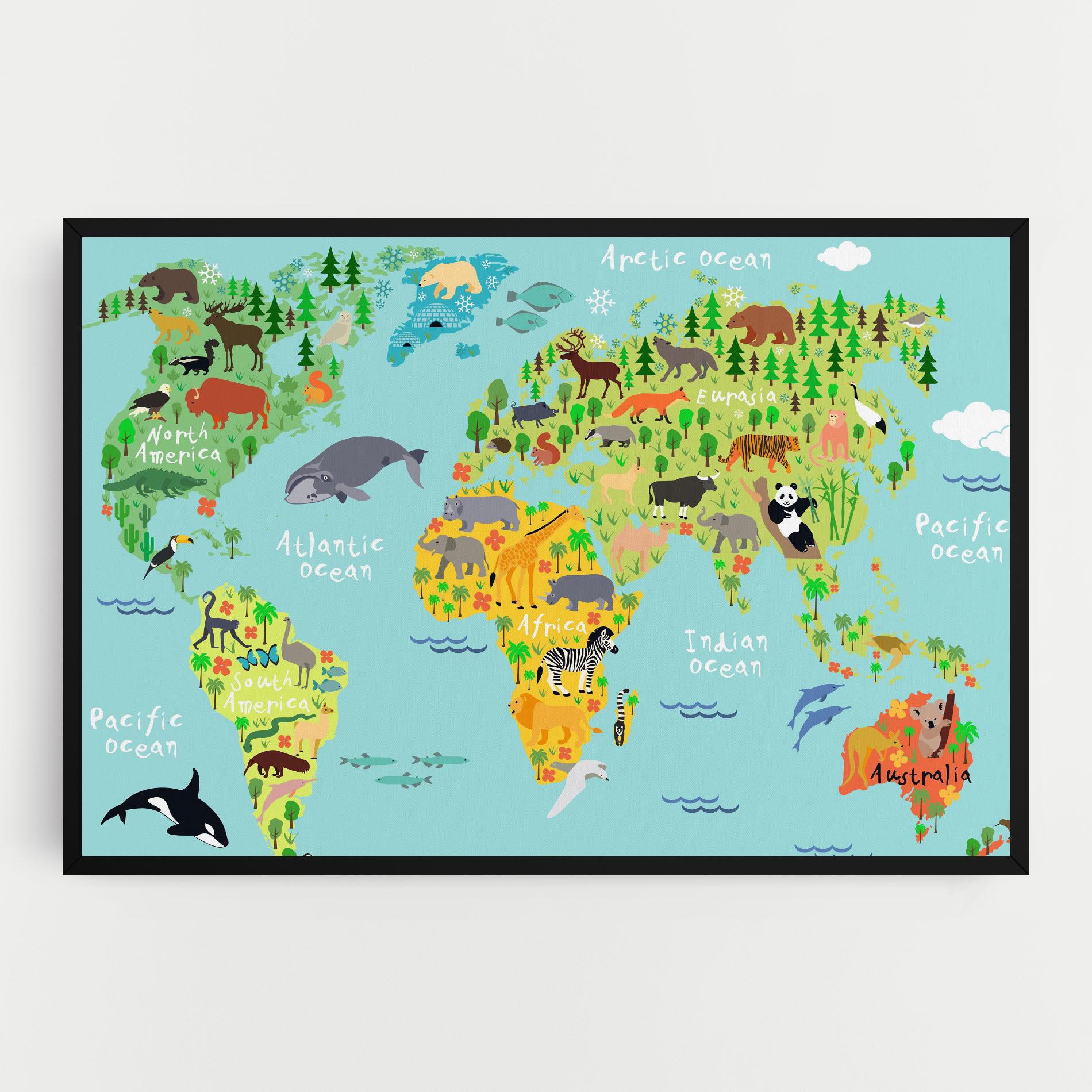 Tablou Canvas Animal World Map mockup 0