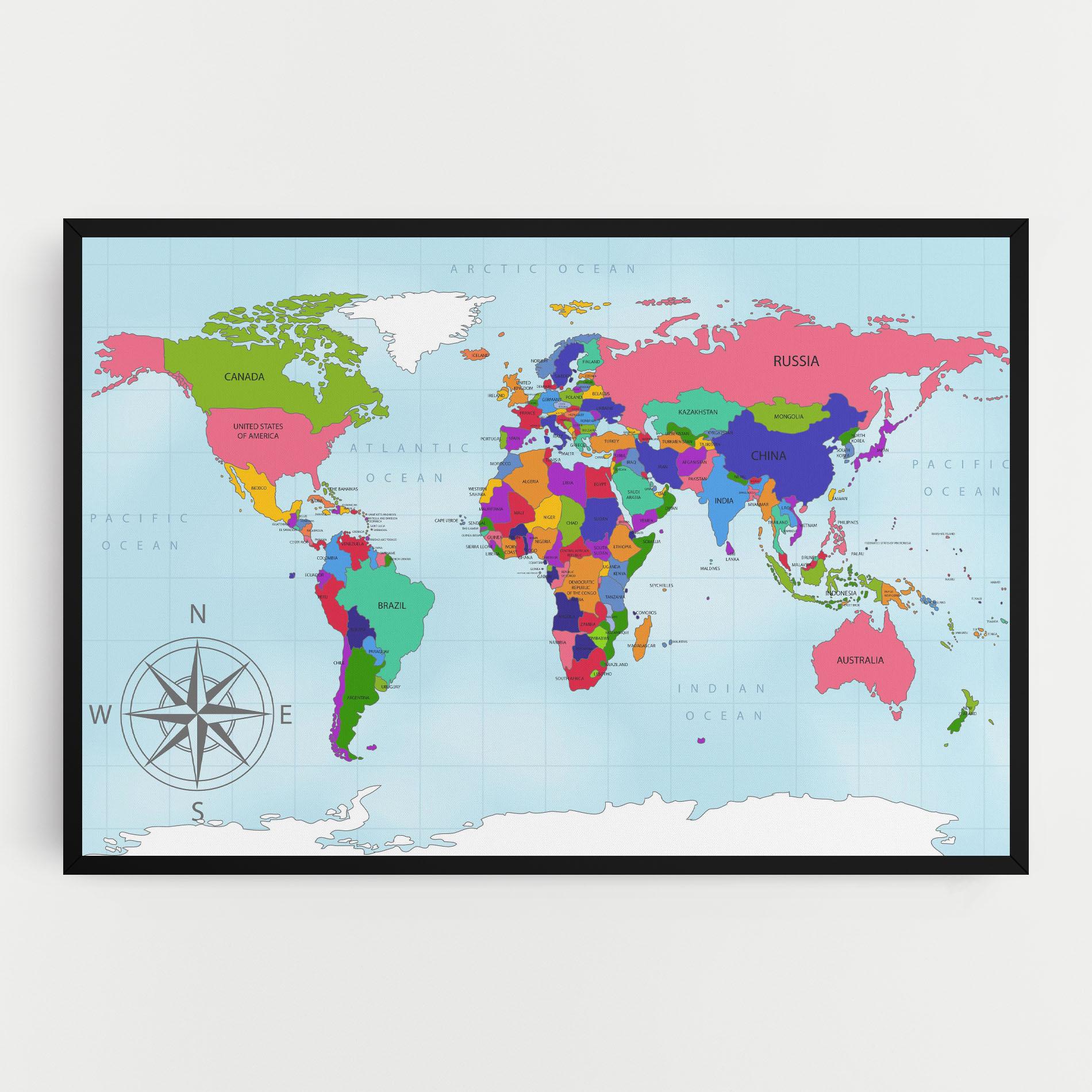 Tablou Canvas Colorful Continents mockup 0