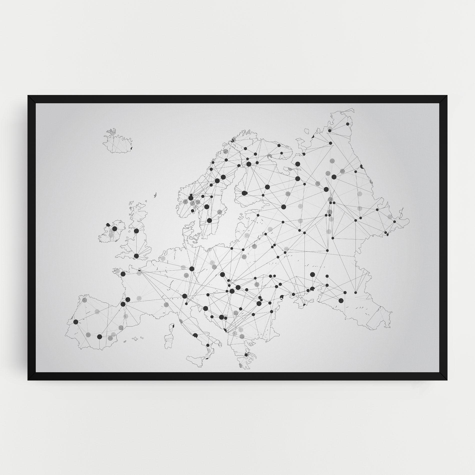 Tablou Canvas Europe Line Map mockup 0