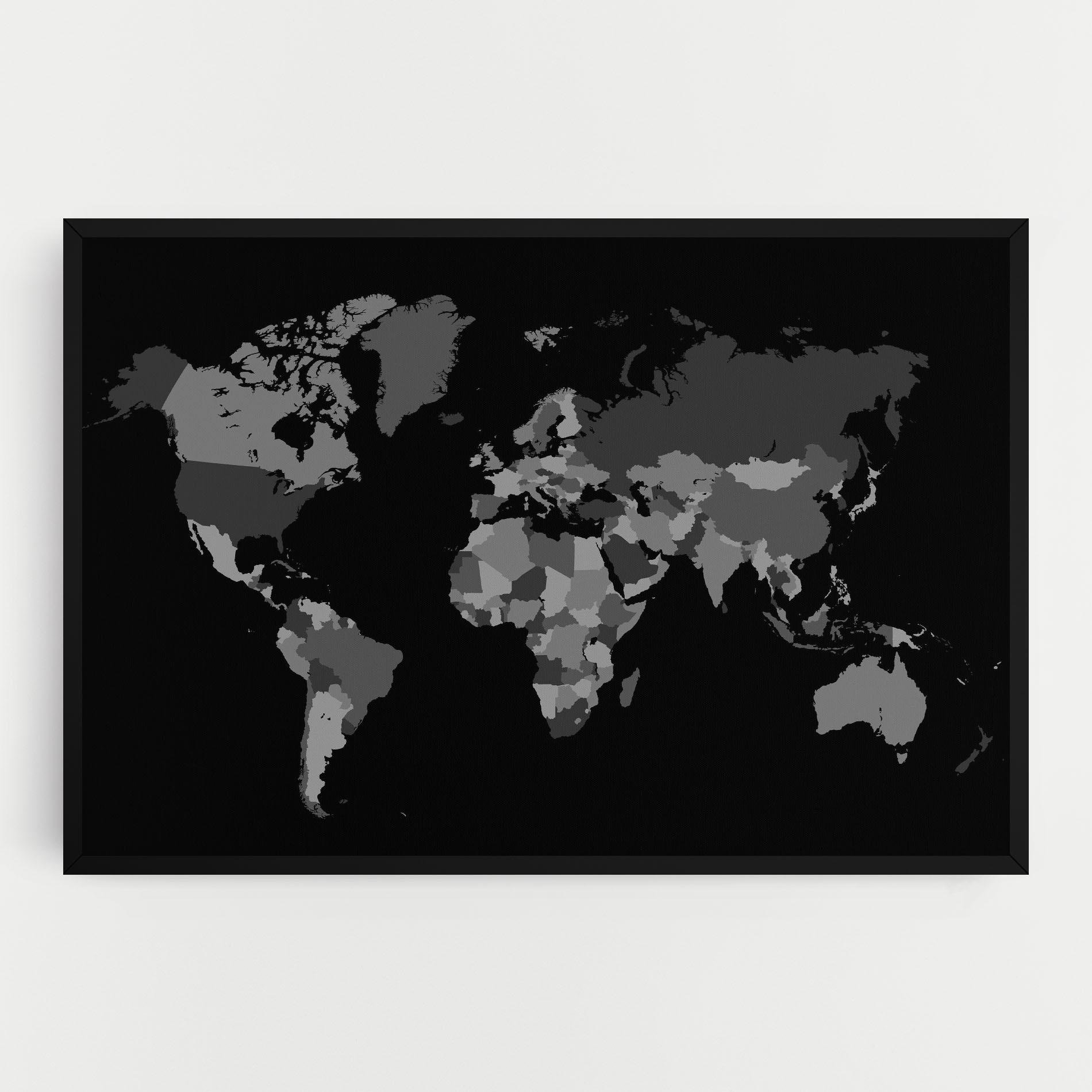 Tablou Canvas Grey Map World mockup 0