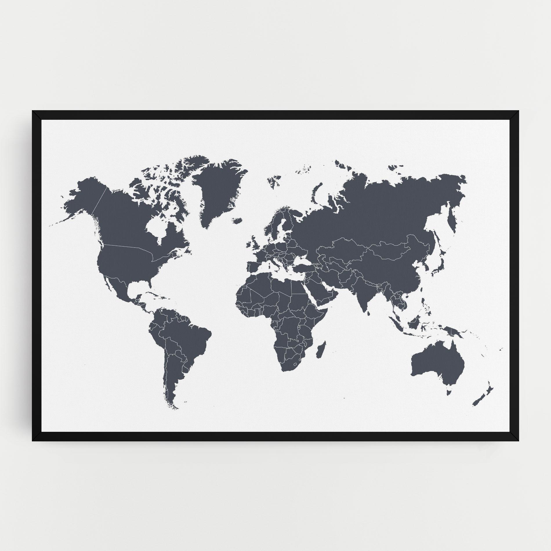 Tablou Canvas World Grey Map mockup 0