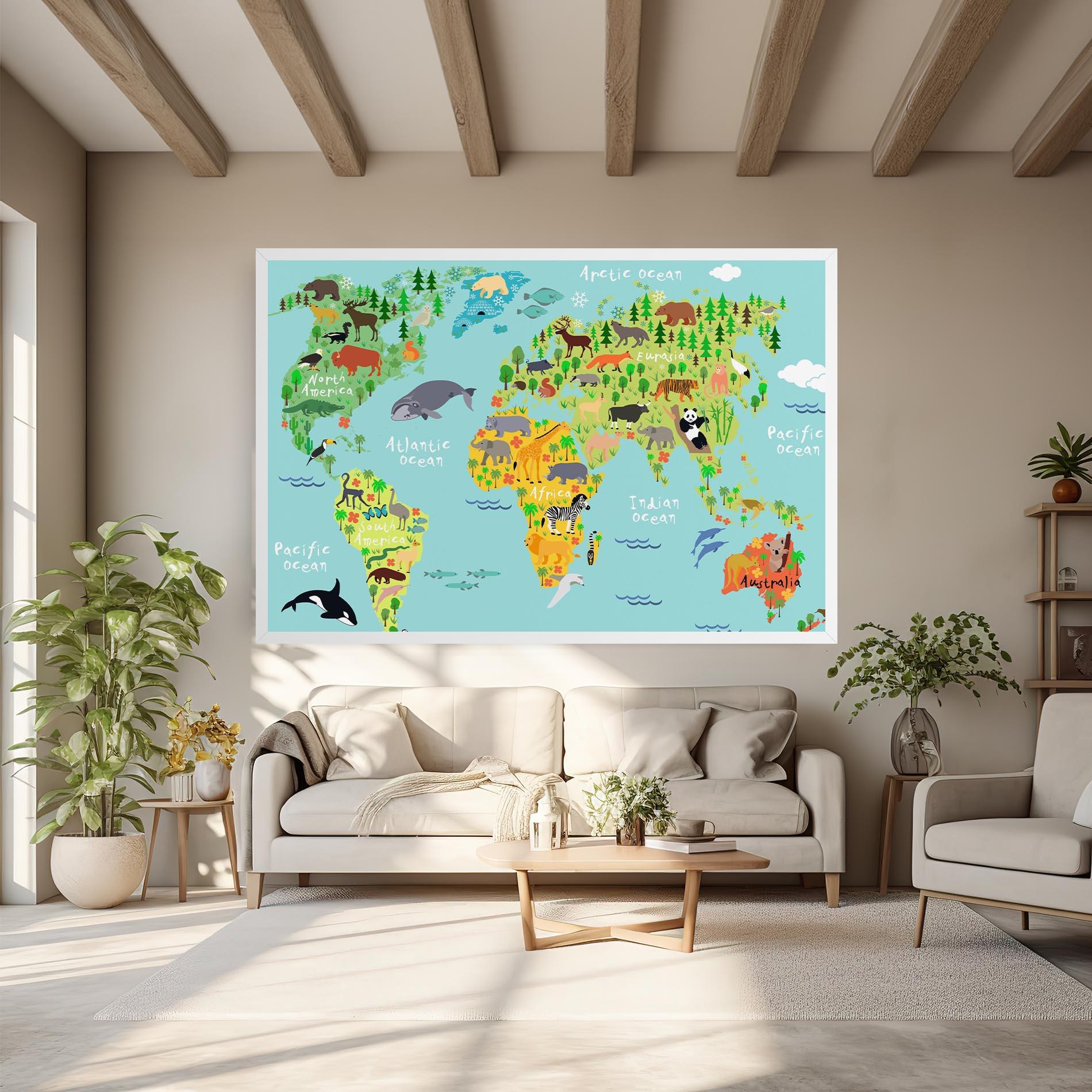 Tablou Canvas Animal World Map mockup 6