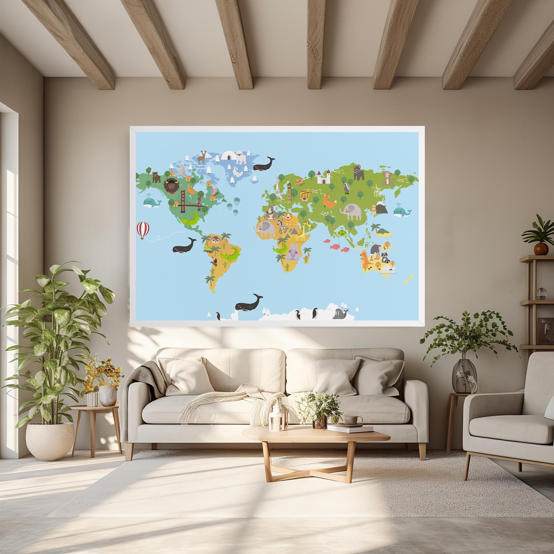 Tablou Canvas Animals Cute Map mockup 6